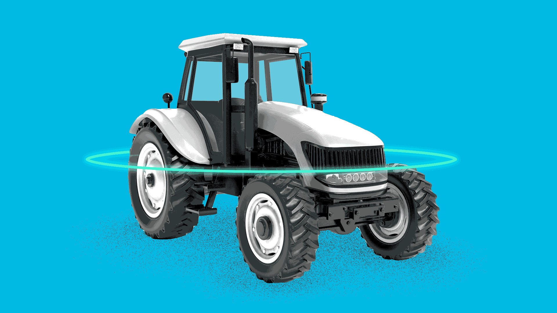 Illustration of a tractor giving off sensor waves.