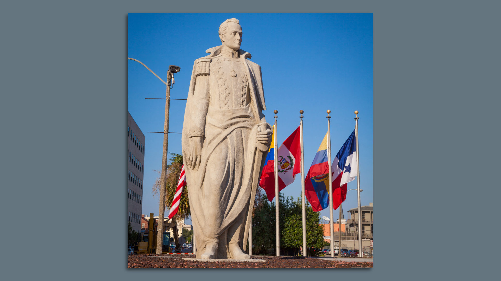 Image shows a picture of the Simon Bolivar statue in New Orleans.