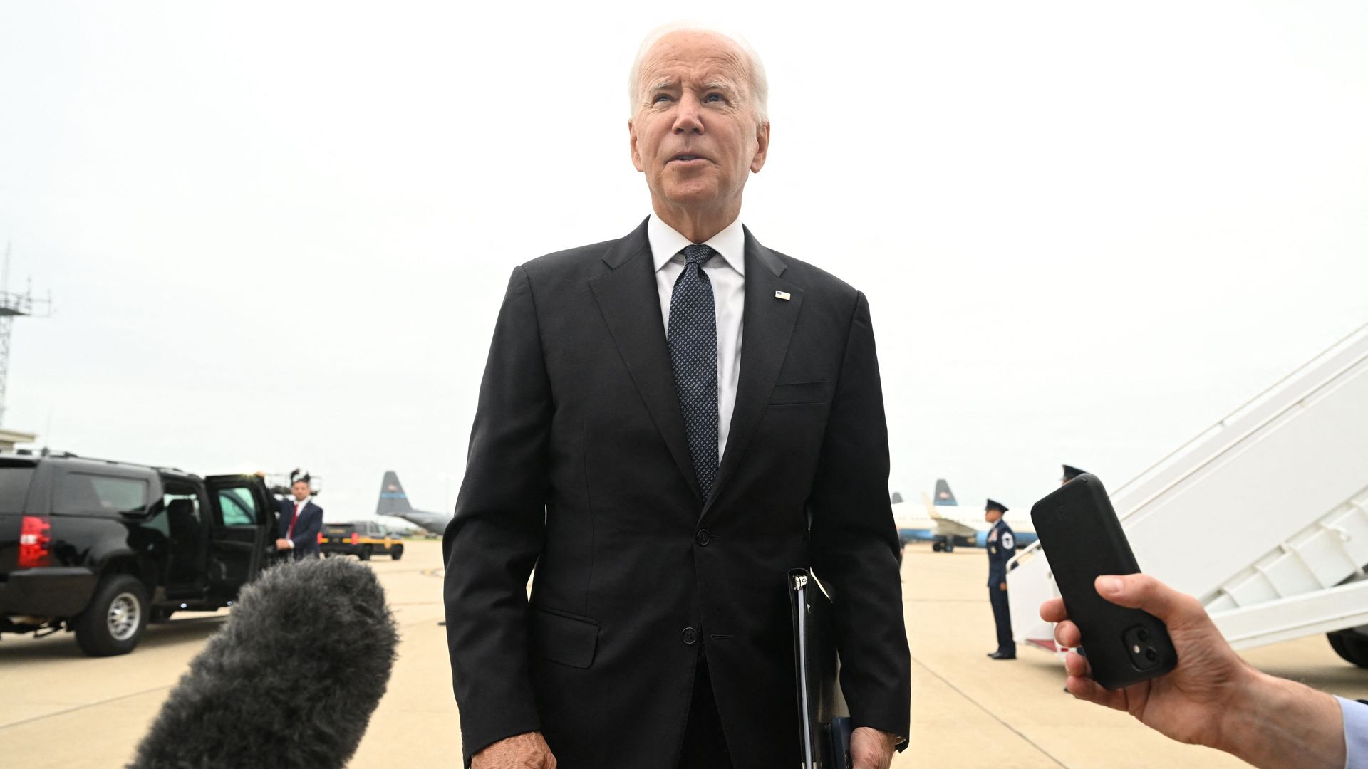 Joe Biden speaks to members of the media