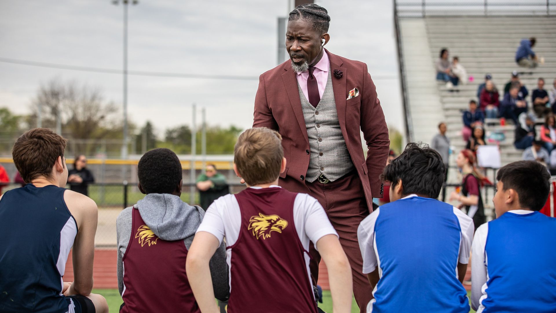 Superintendent Ian Robert speaks with students