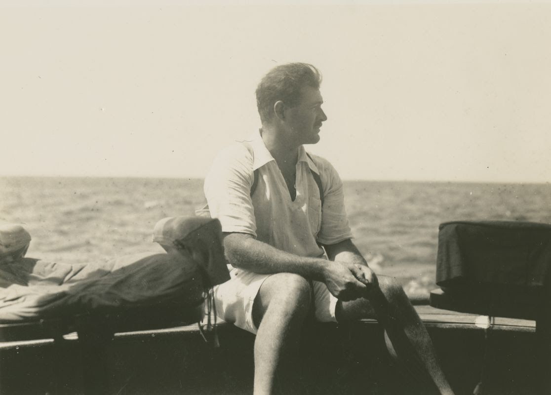 Ernest Hemingway on the fishing boat Anita, circa 1929. Courtesy of Ernest Hemingway Photograph Collection, John F. Kennedy Presidential Library and Museum, Boston, via PBS
