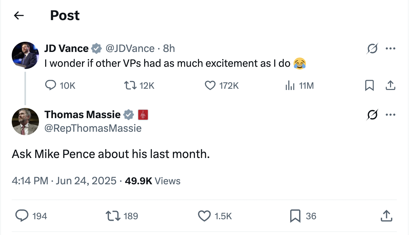 This is Thomas Massie replying to VP Vance