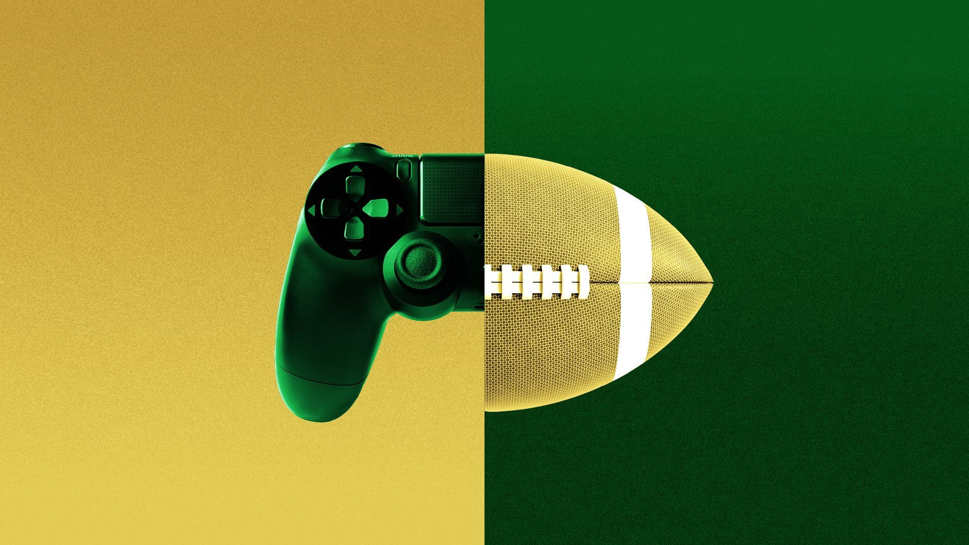 Illustration of a video game controller combined with a football
