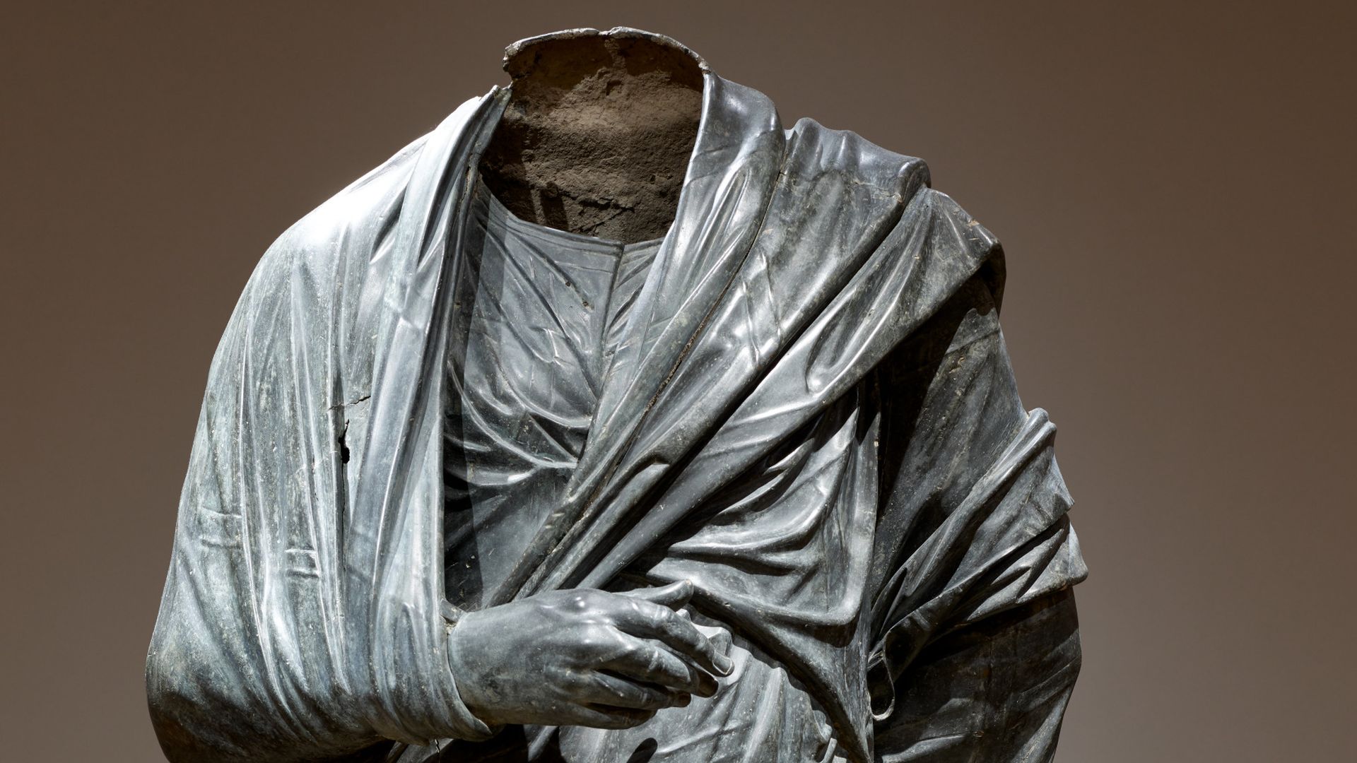 The headless bronze statue that's believed to depict Roman emperor and philosopher Marcus Aurelius.