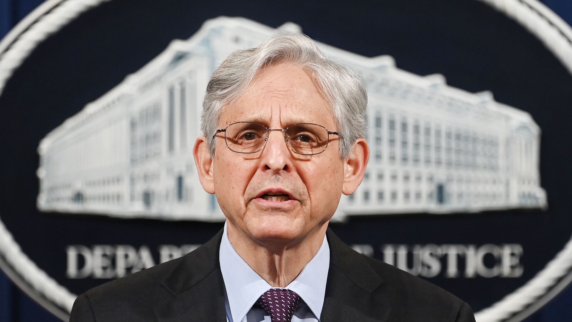 Attorney General Merrick Garland is seen announcing an investigation into the Louisville, Ky., Police Department.