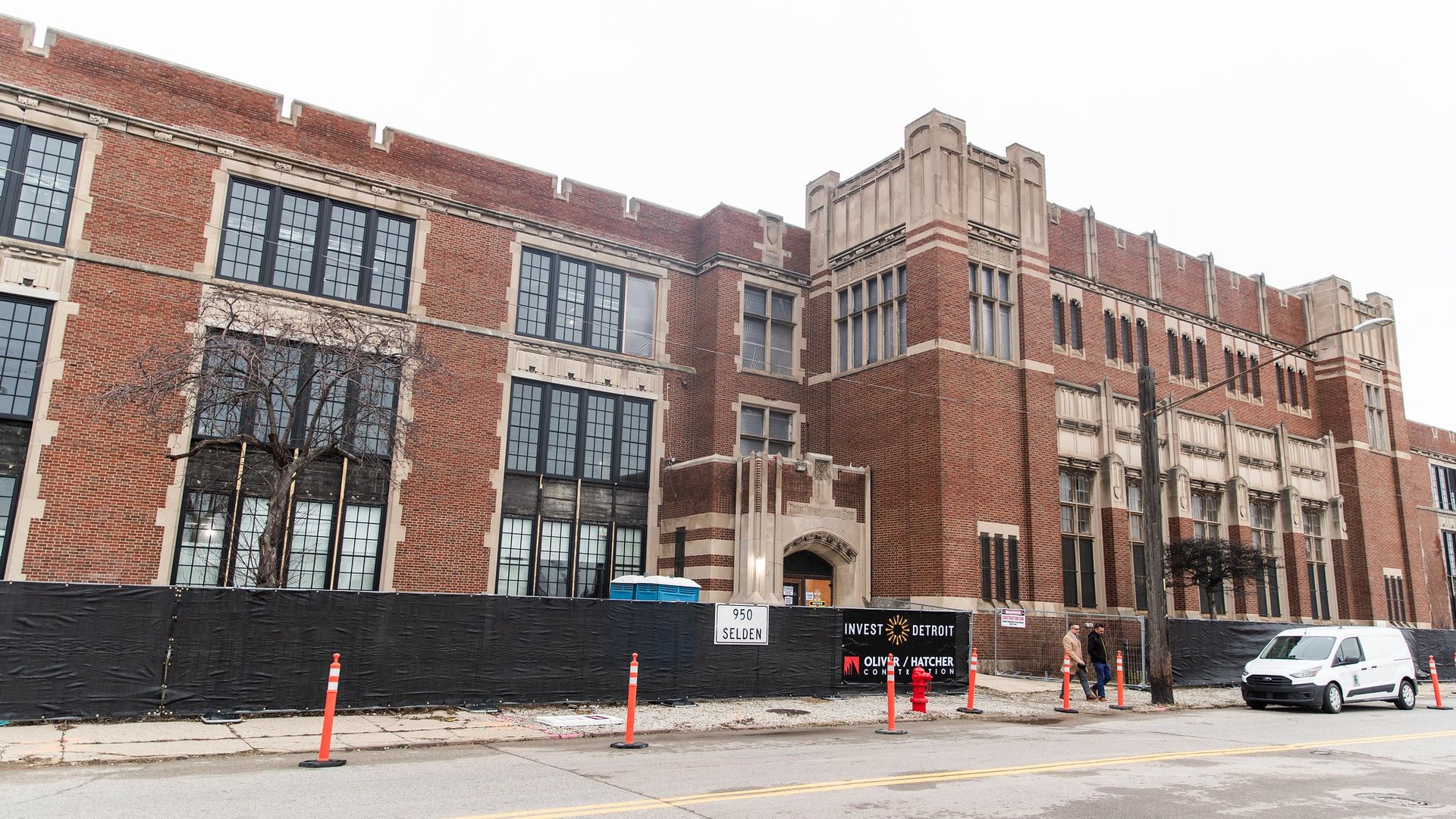 The intricate brick facade of the Jefferson school.