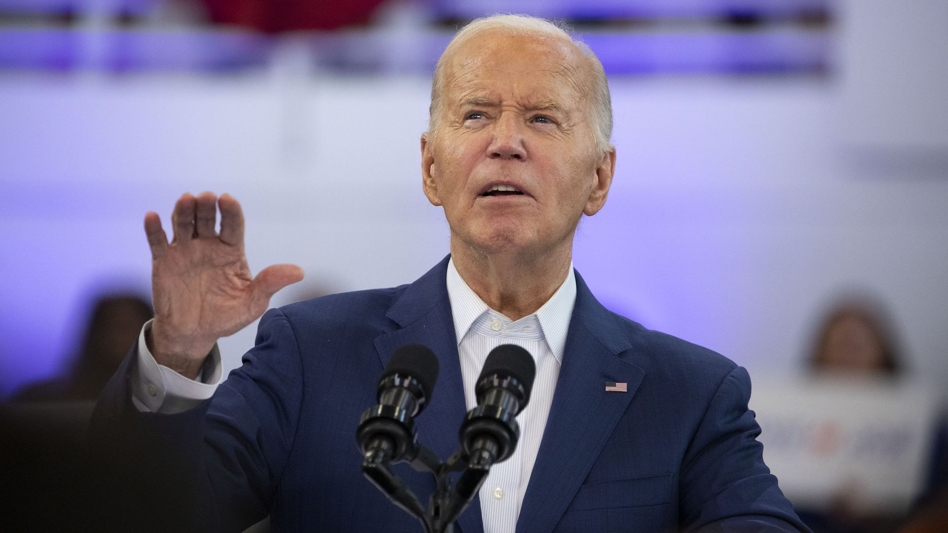 President Joe Biden speaks to supporters at a campaign event in Detroit