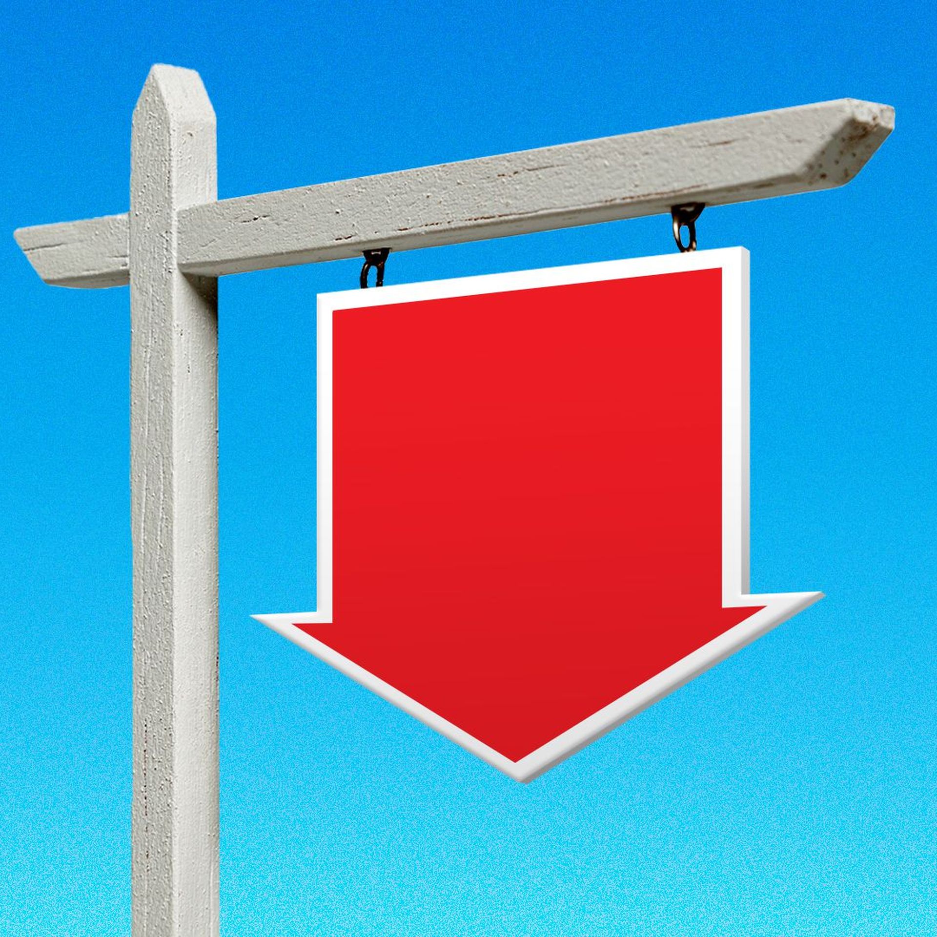 Illustration of a real estate sale sign shaped like a downward point arrow
