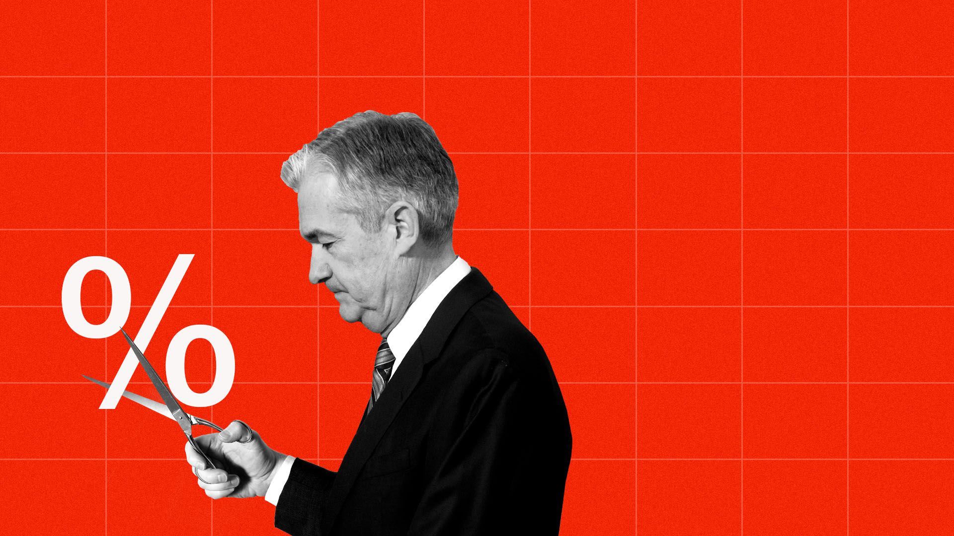 jay powell cutting a percentage symbol