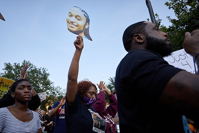 Vivian Carr, Justin Carr's mother, protest in Uptown for George Floyd, June 2, 2020