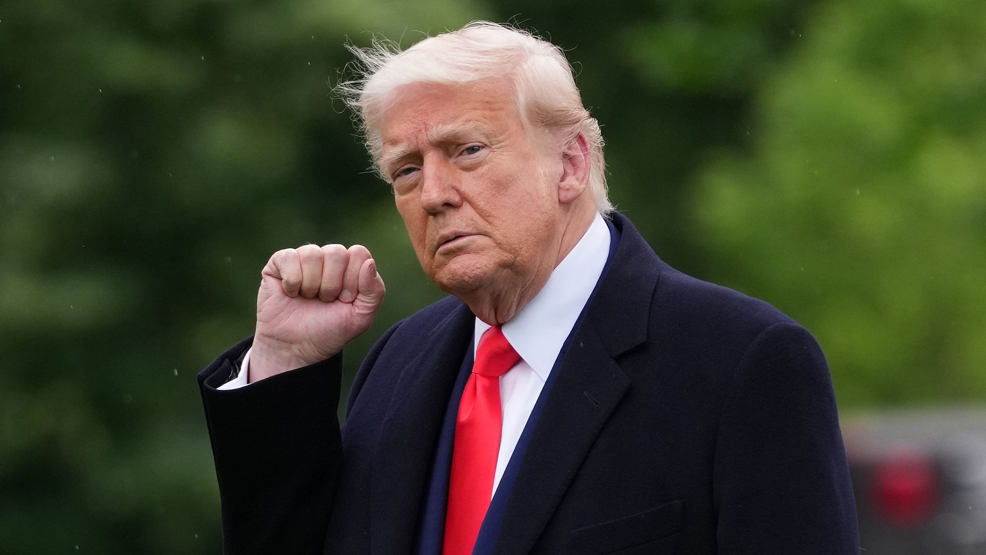 President Trump walks to Marine One on the White House lawn on Thursday.
