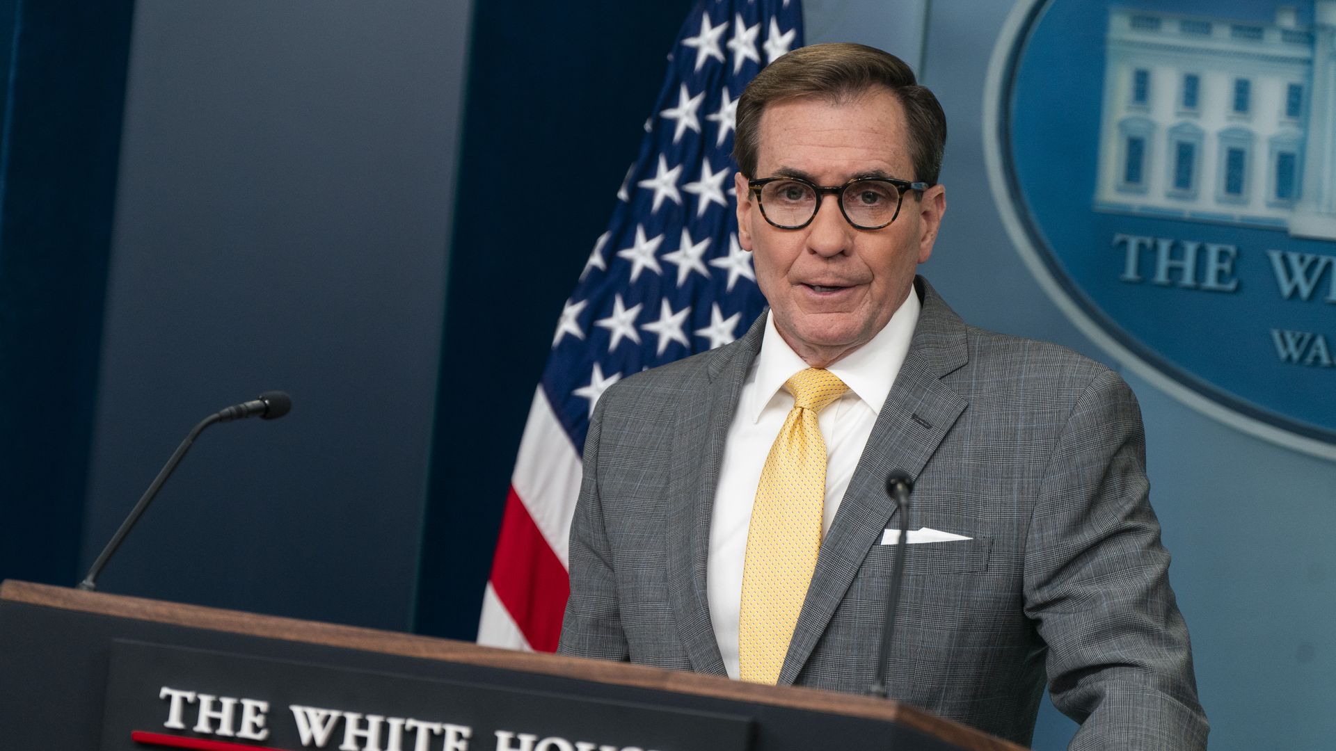ohn Kirby speaks during a briefing to the media at the White House on January 9, 