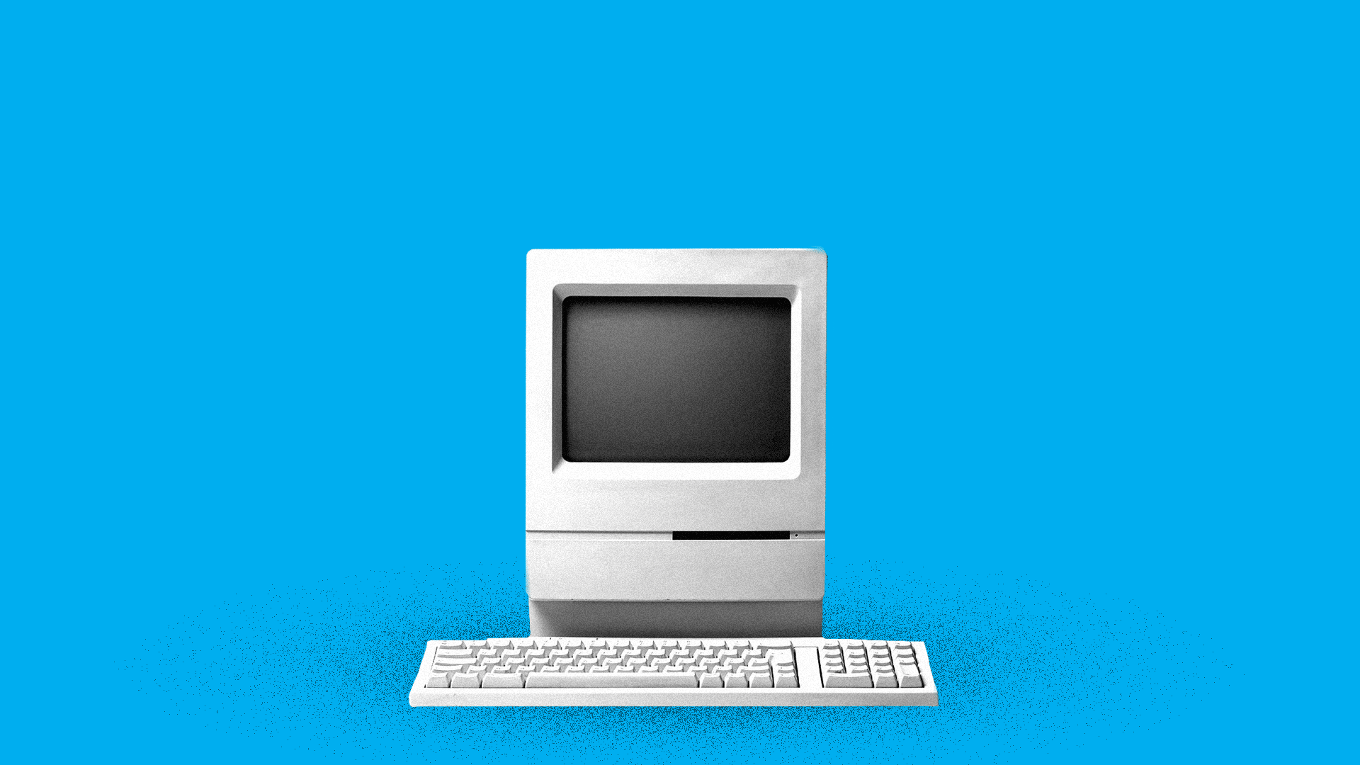 Animated illustration of a computer opening up, 1s and 0s falling into it, and then it closing again. 