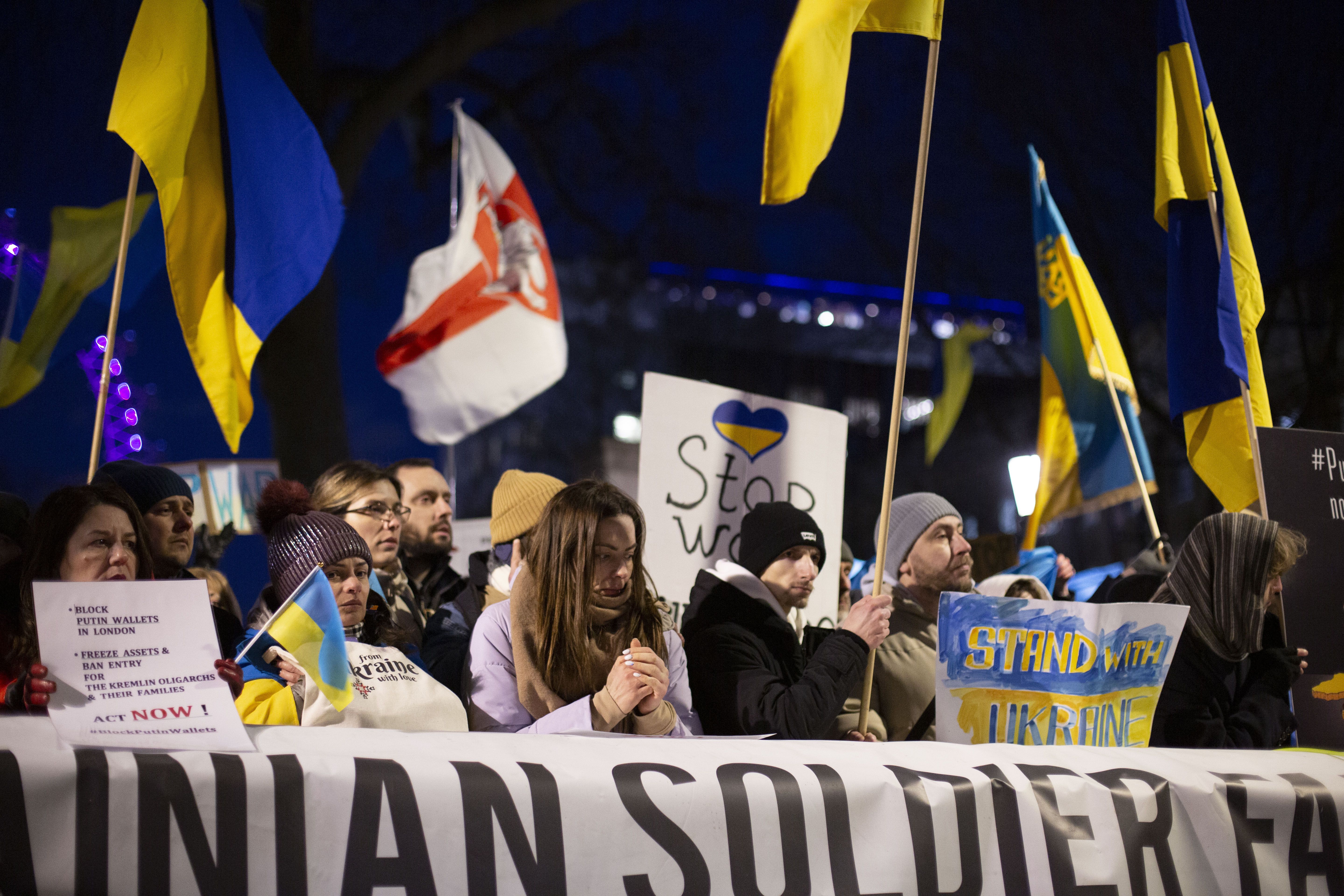 Protesters in London against Russia's invasion of Ukraine