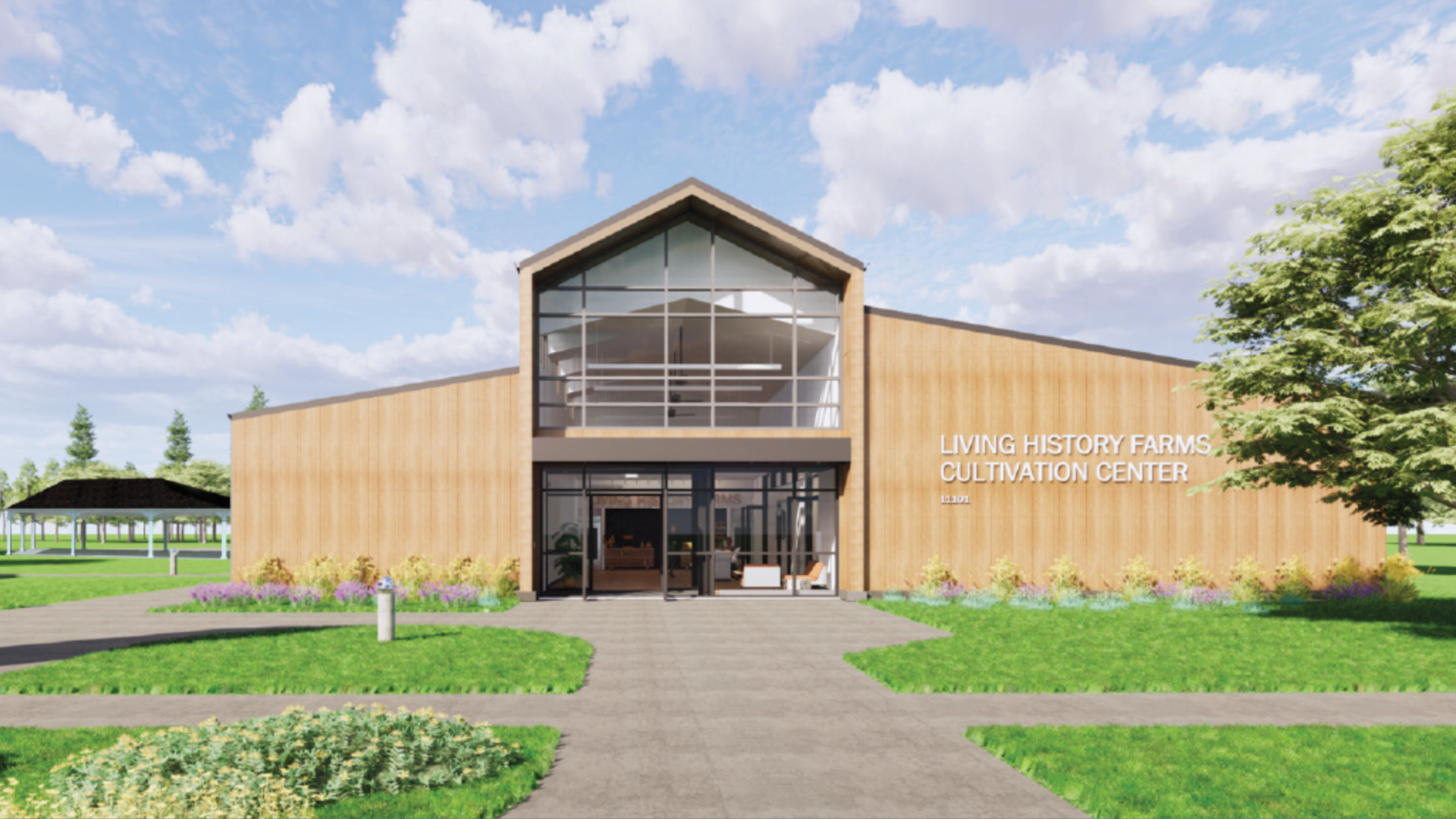 A rendering of a new building at Living History Farms.