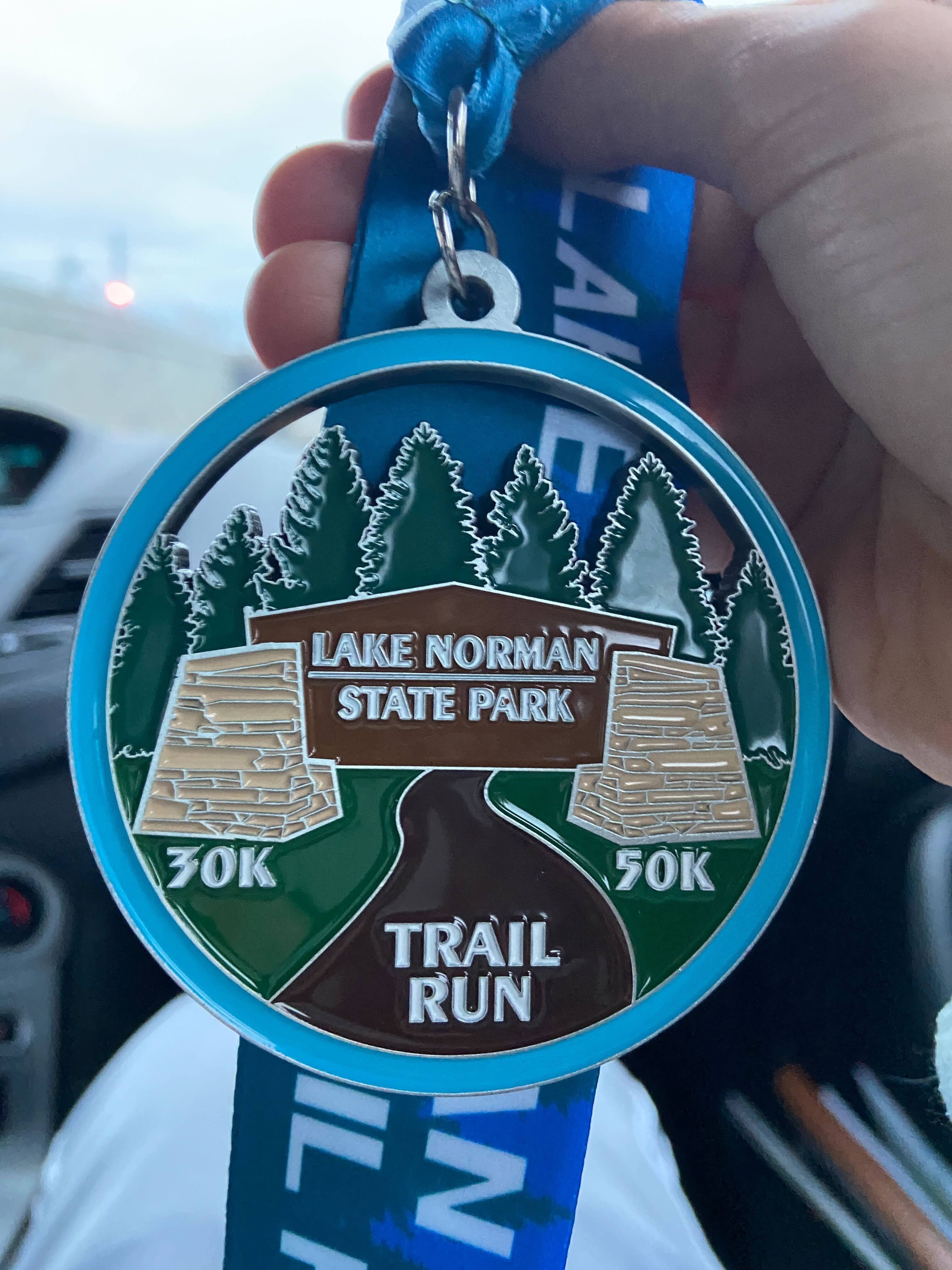 Lake Norman 50K medal. 
