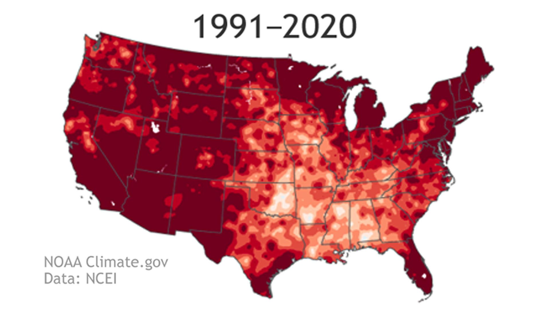 A heat map of the US