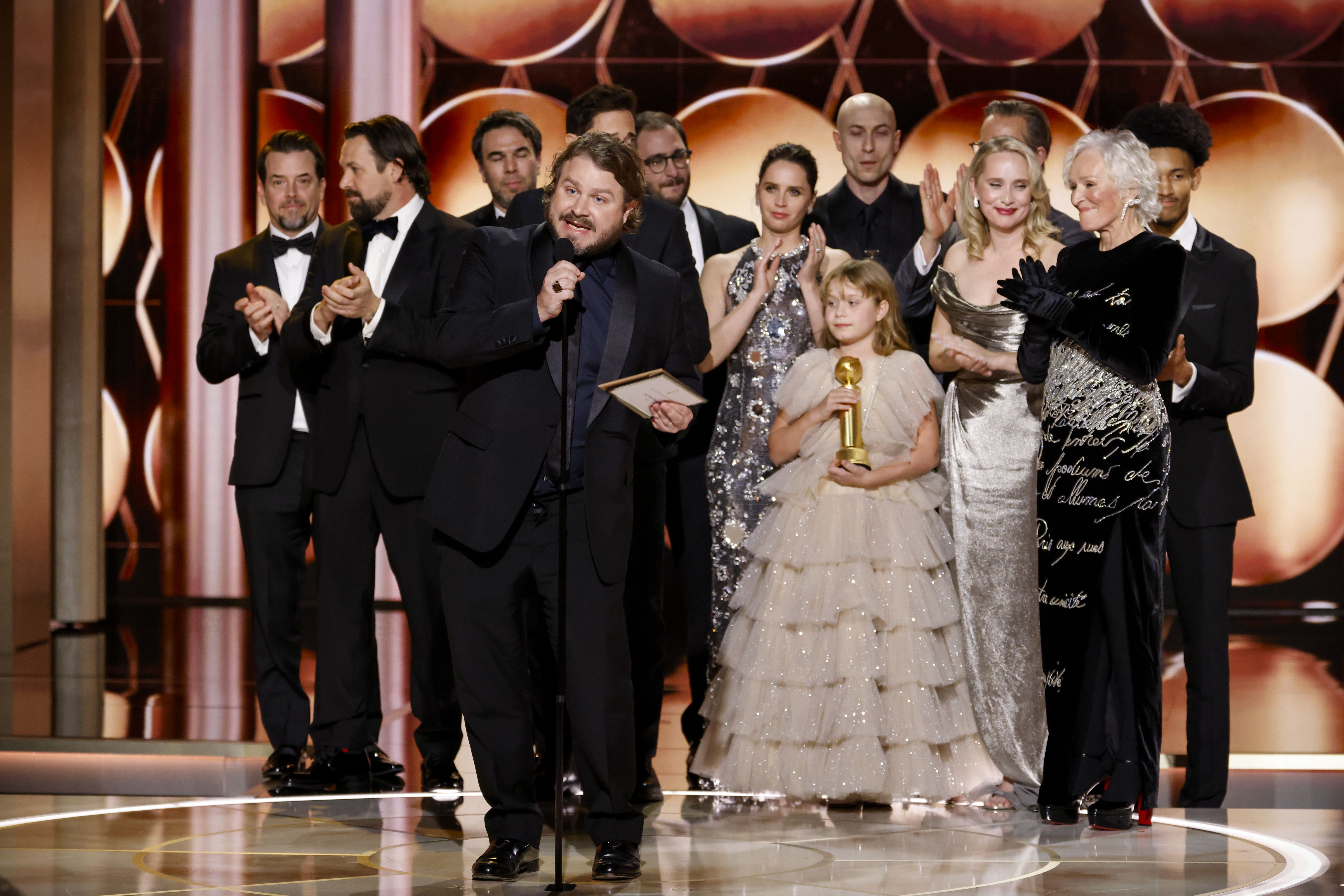  Corbet accepts the award for Motion Picture - Drama at the 82nd Annual Golden Globe Awards at The Beverly Hilton on January 05, 2025 in Beverly Hills, California. (Photo by Sonja Flemming/CBS via Getty Images)