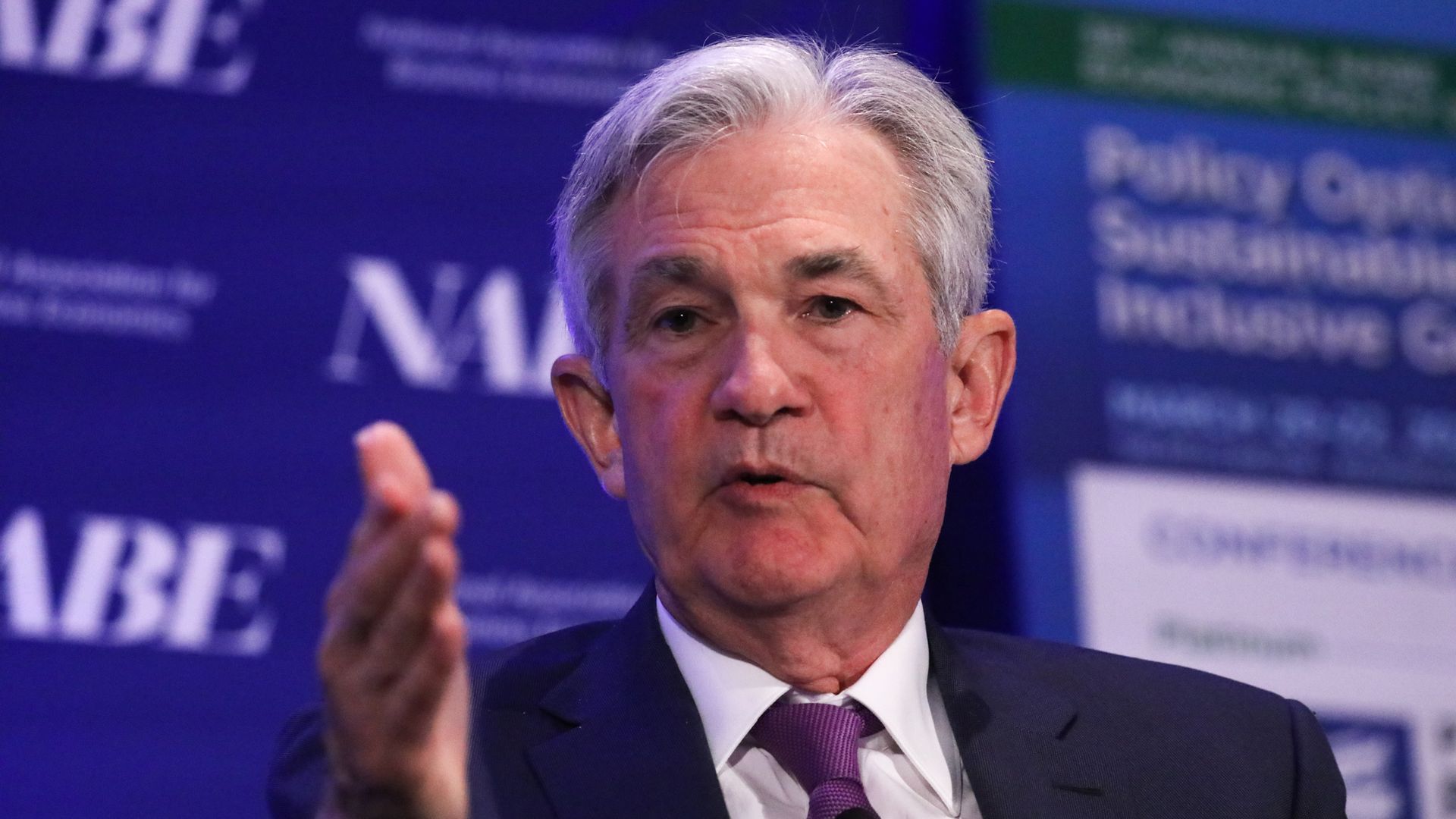 Jerome Powell, Chairman of the U.S. Federal Reserve, speaks during the National Association of Business Economics (NABE) economic policy conference in Washington, D.C, 