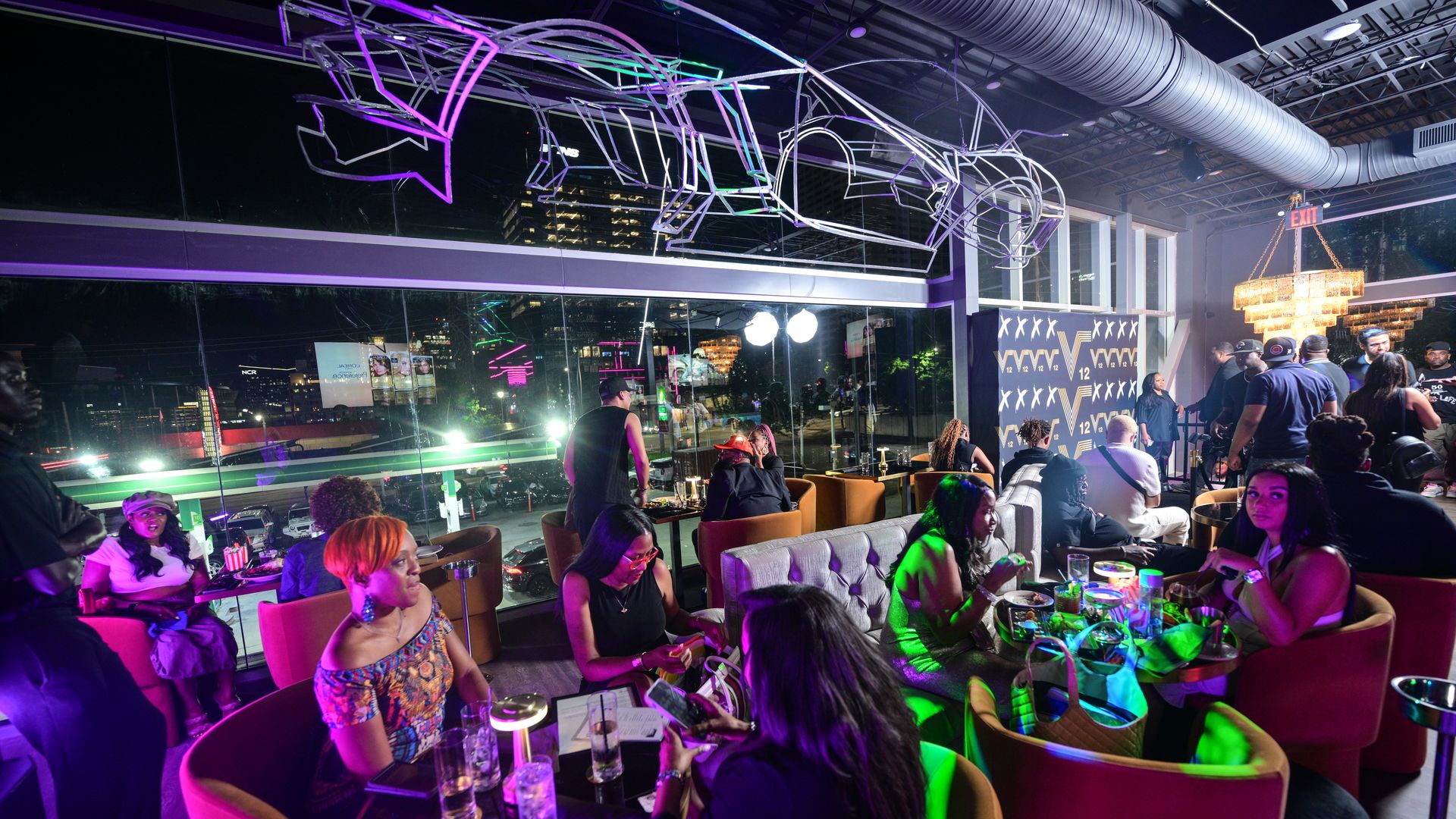 ATLANTA, GEORGIA - MAY 2: General view during V12 Restaurant & Sports Bar Grand Opening Celebration at V12 Restaurant & Sports Bar on May 2, 2024 in Atlanta, Georgia. (Photo by Prince Williams/WireImage)