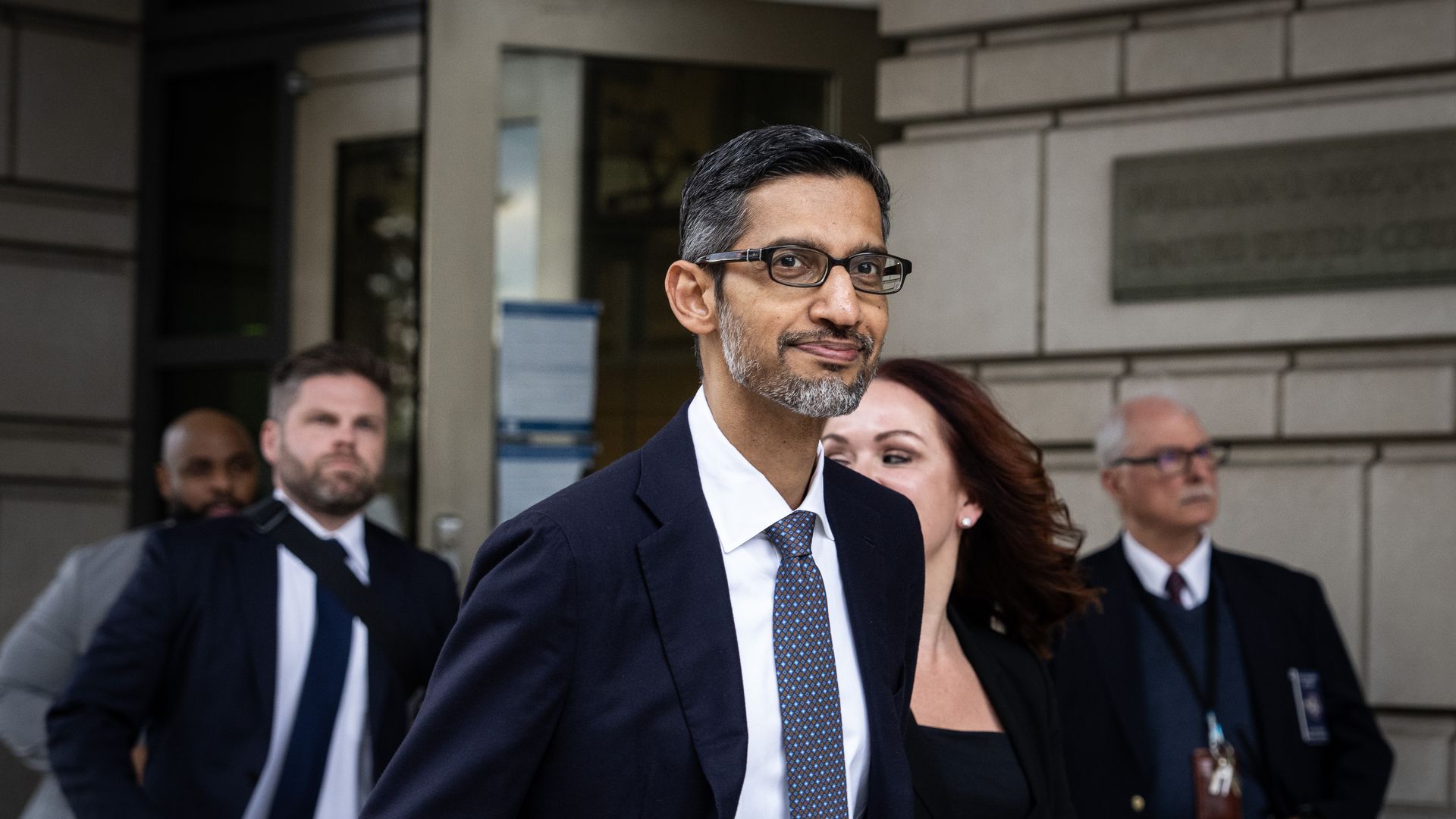 Google CEO Sundar Pichai in front of court in DC in 2023