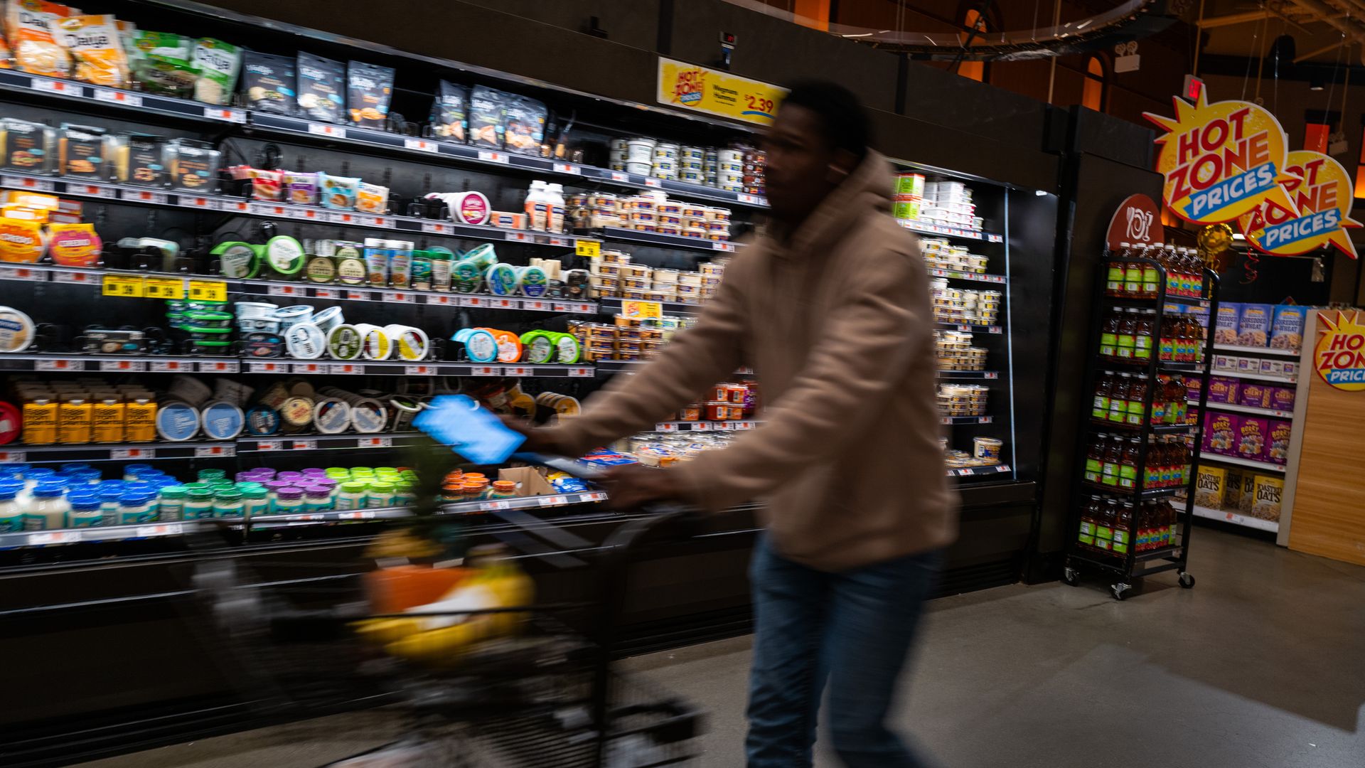 Shopper in grocery store
