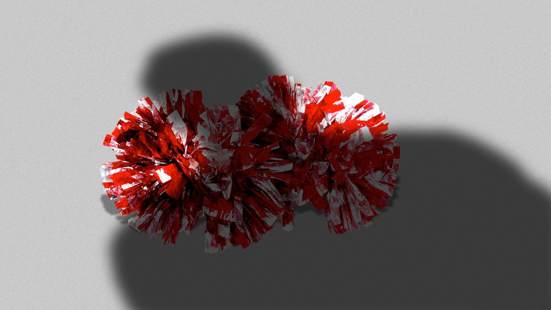 Illustration of a pair of pompoms with a shadow of a man cast over them.  