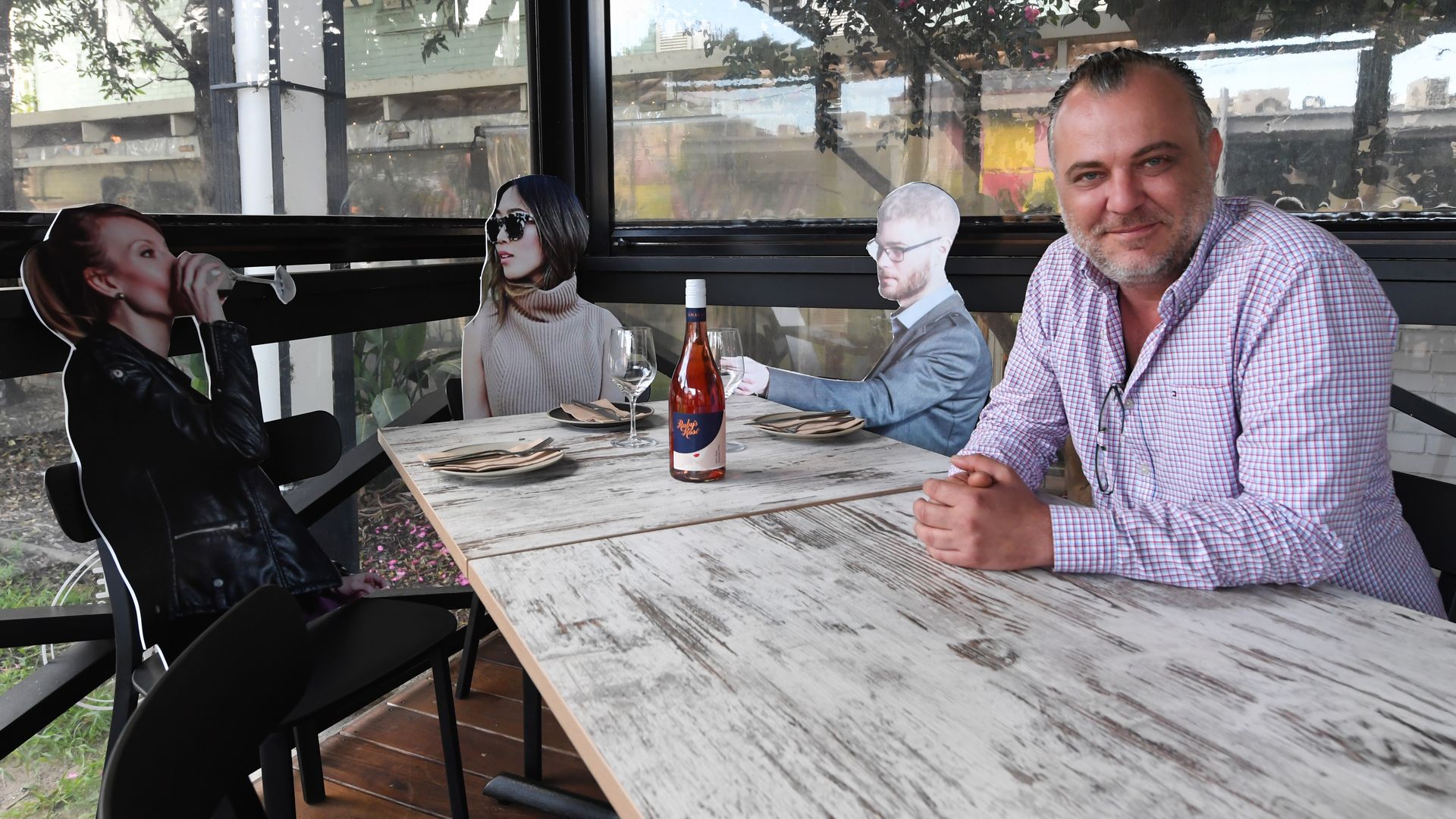 Cardboard diners at Five Dock Dining