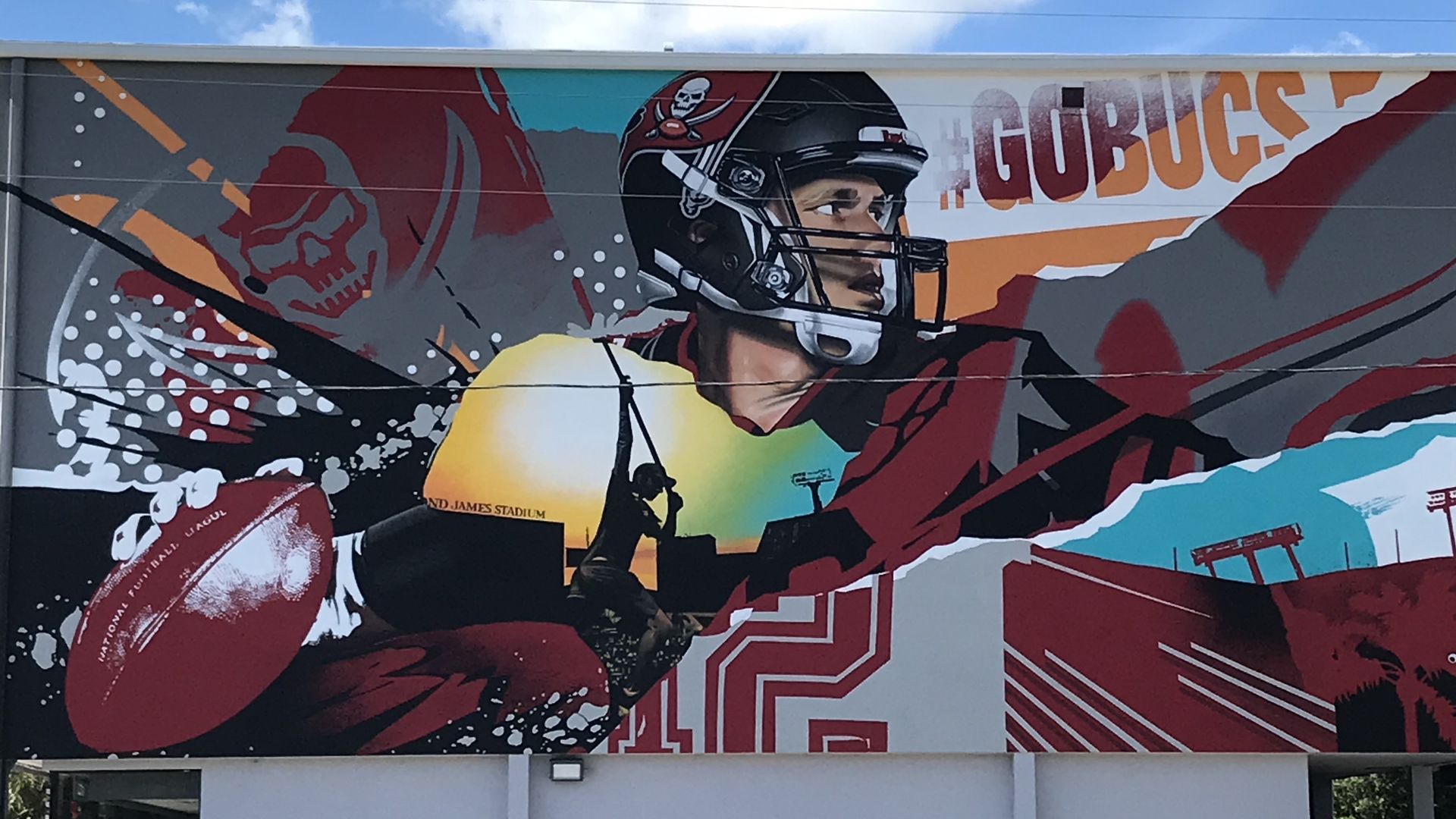 A mural in St. Pete depicting Tom Brady