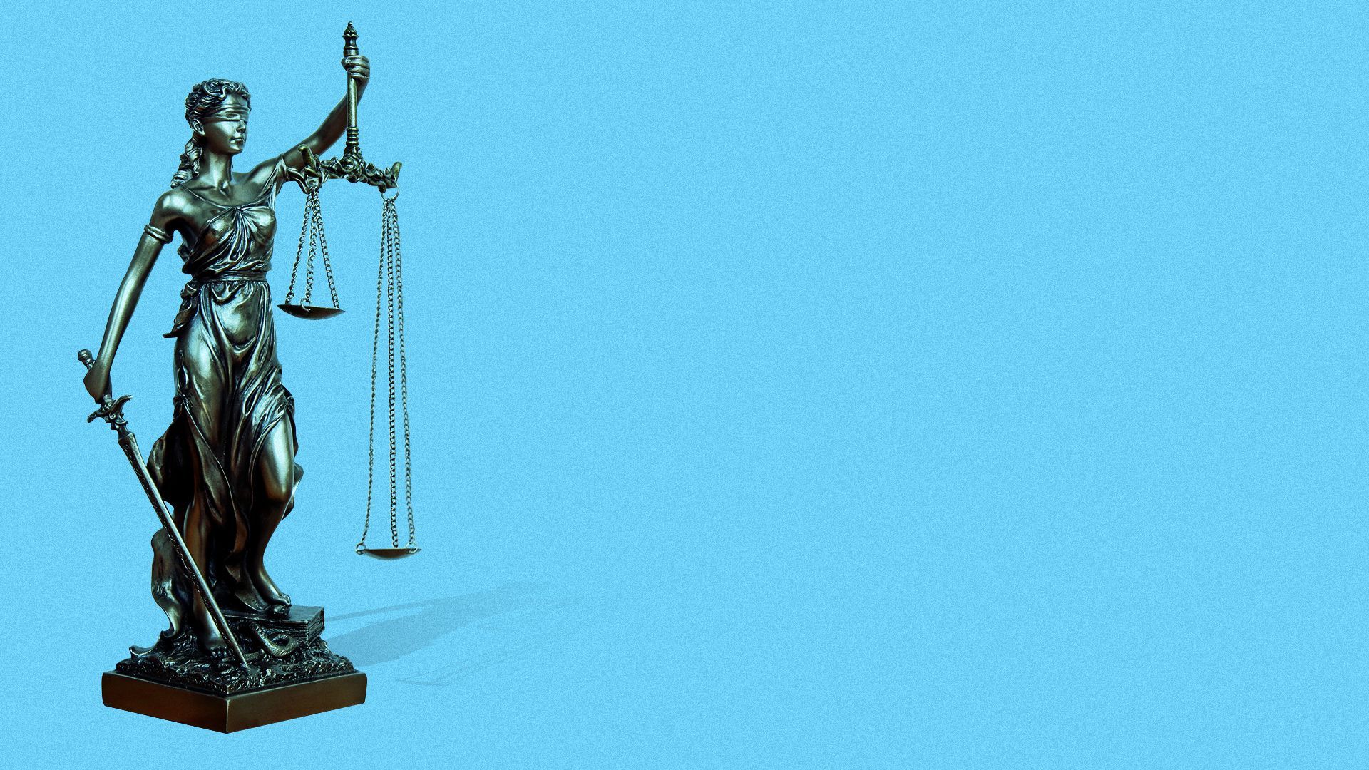Illustration of Lady Justice with one scale much longer than the other. 