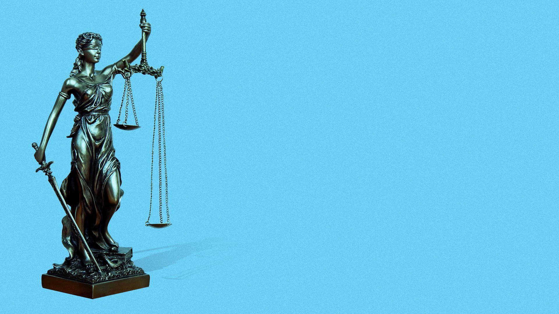 Illustration of Lady Justice with one scale much longer than the other.