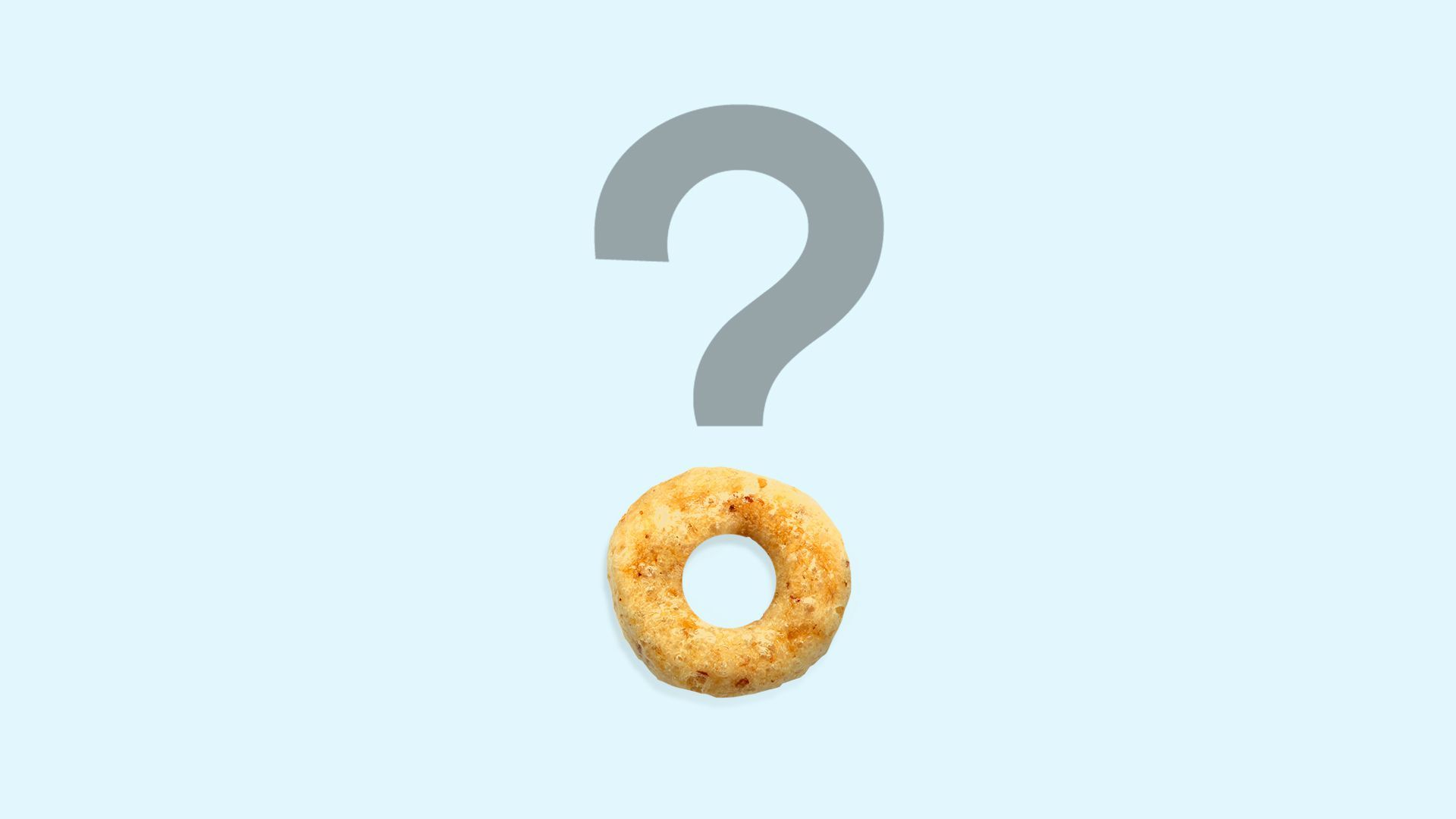 Photo illustration of a question mark with a cheerio instead of a dot at the end