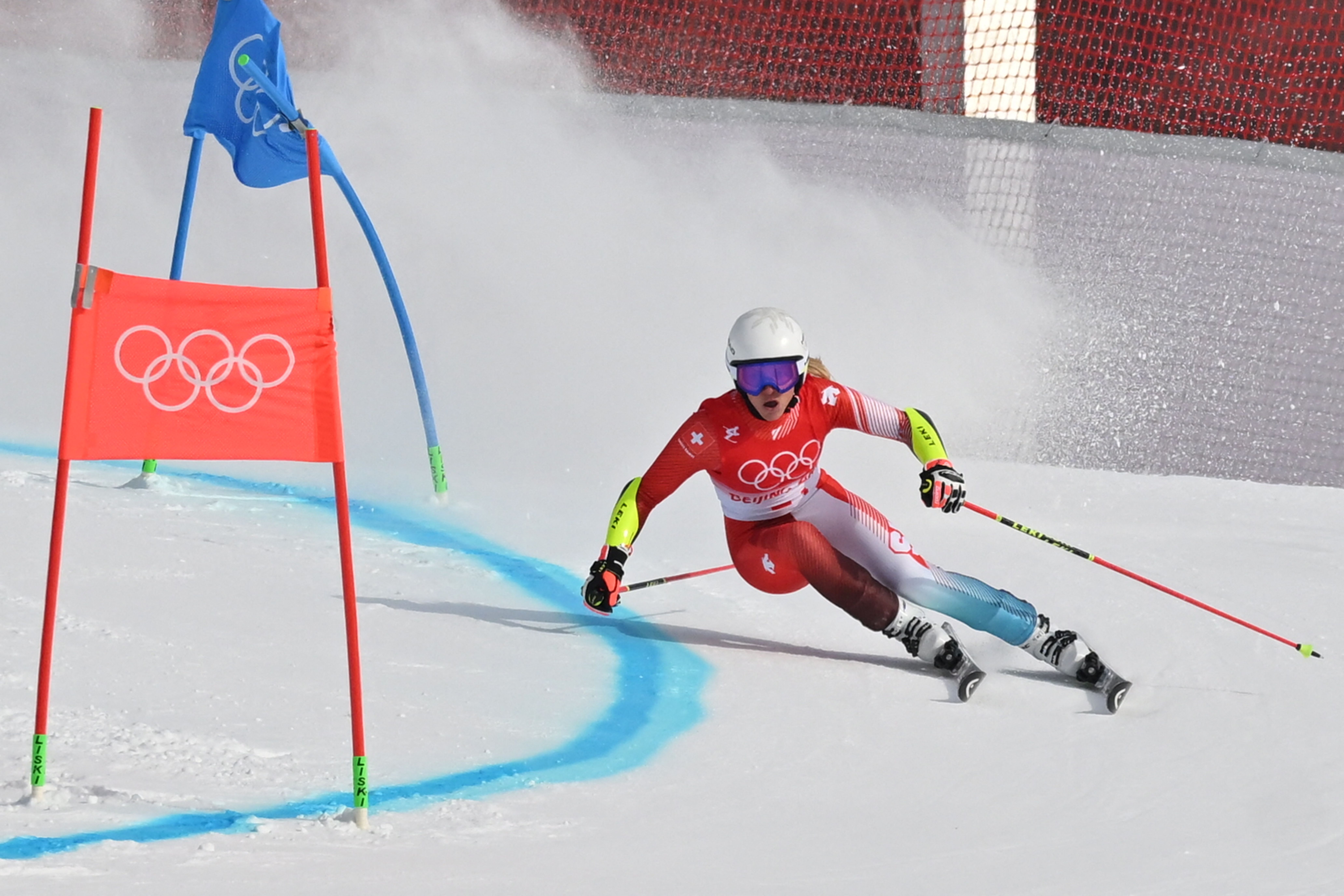 Switzerland's Lara Gut competes in the second run of the women's giant slalom during the Beijing 2022 Winter Olympic Games at the Yanqing National Alpine Skiing Centre in Yanqing on February 7