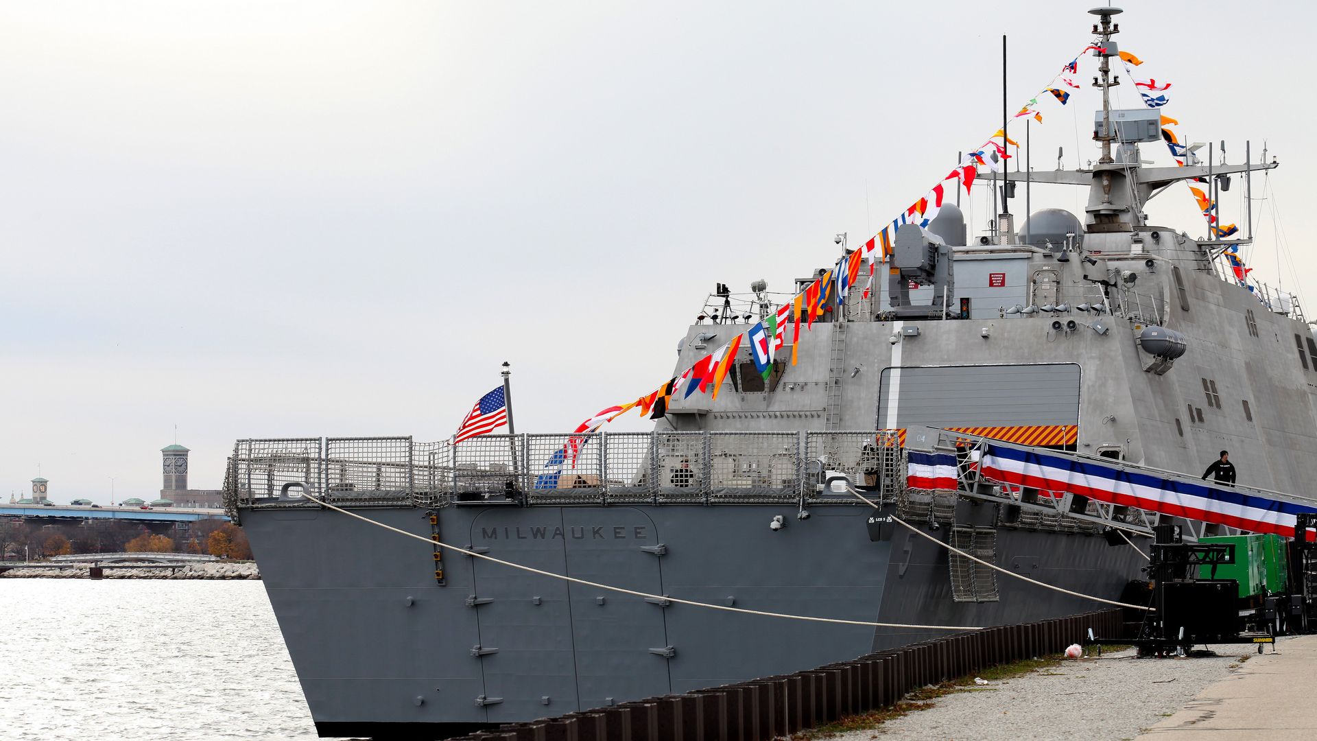 USS Milwaukee in port.