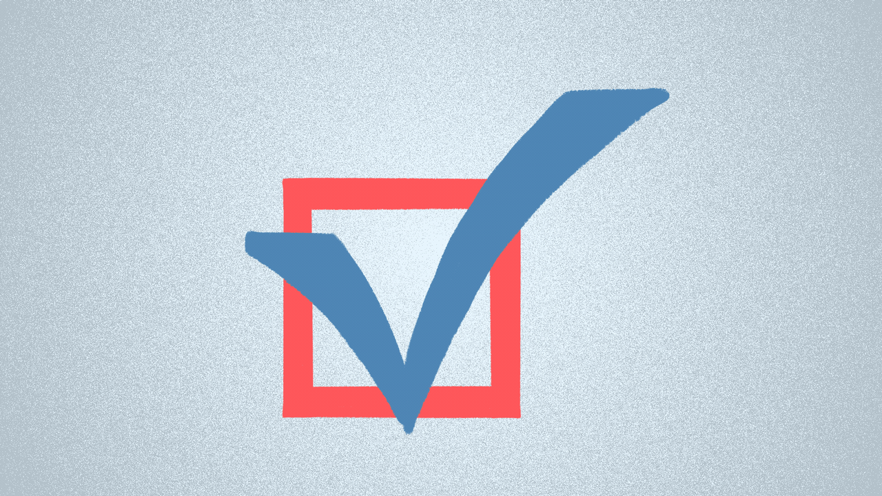 Illustration of a checkmark changing into a dollar sign. 