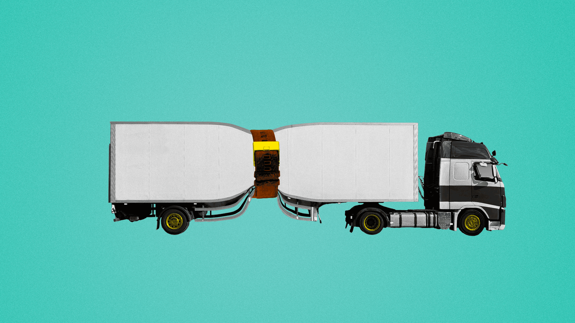 An illustration of a truck being tied down.