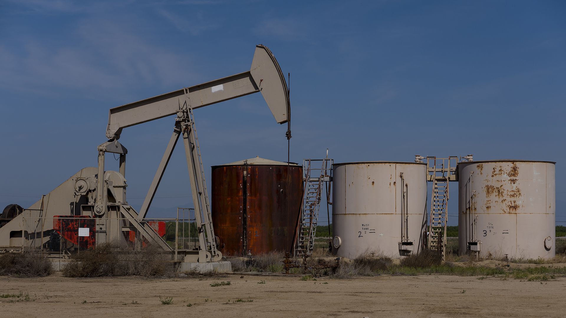 : An orphan oil well, for which no one is taking legal or financial responsibility, sits abandoned in Kern County outside of Bakersfield, California.