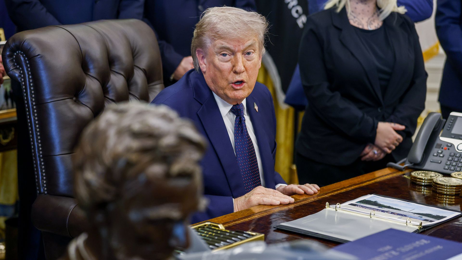 President Trump spoke during a press conference in the Oval Office this week. He and his aides met with oil executives on Tuesday.Photo: Will Oliver/EPA/Bloomberg via Getty Images