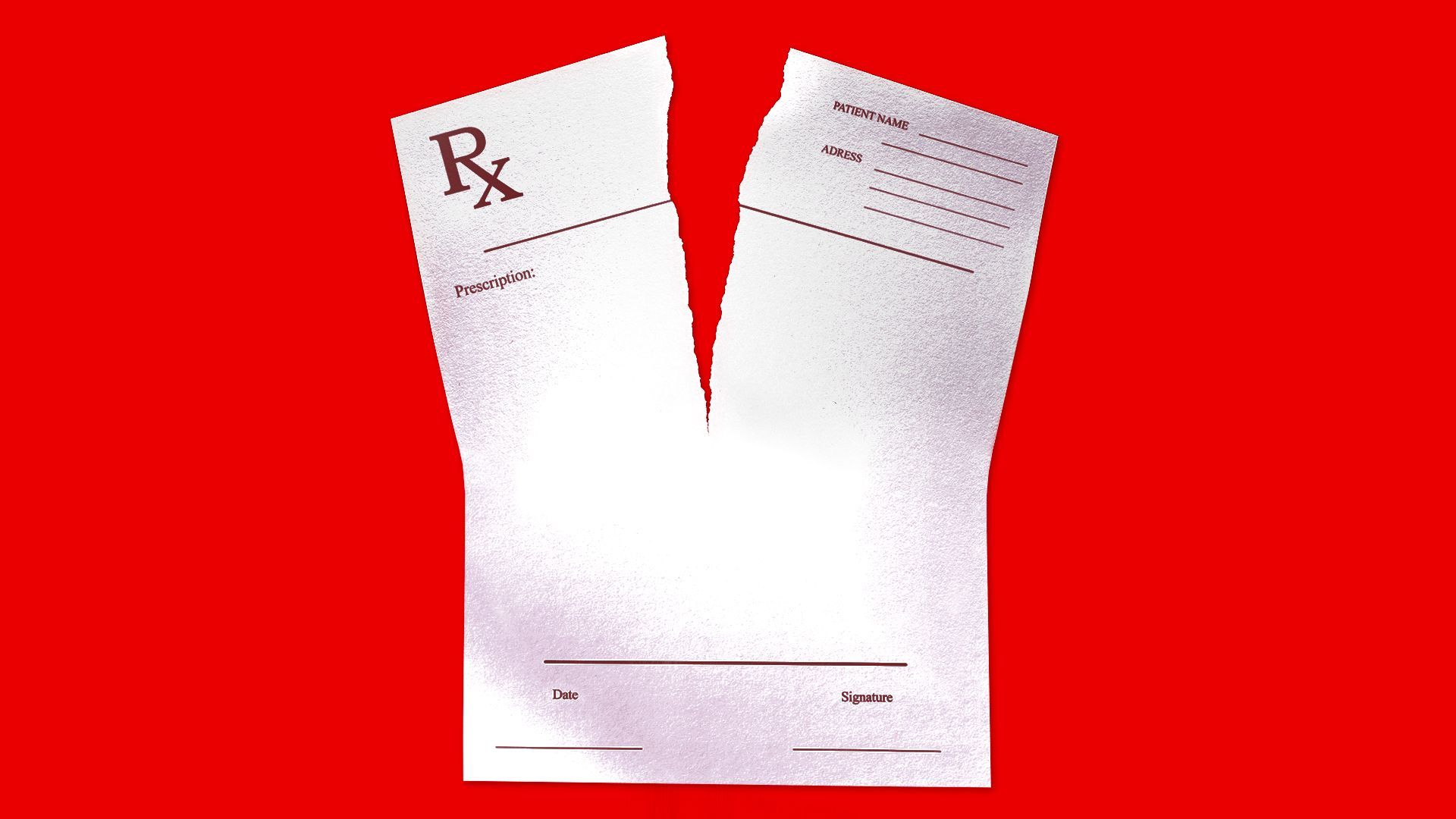 Illustration of a torn prescription drug sheet.