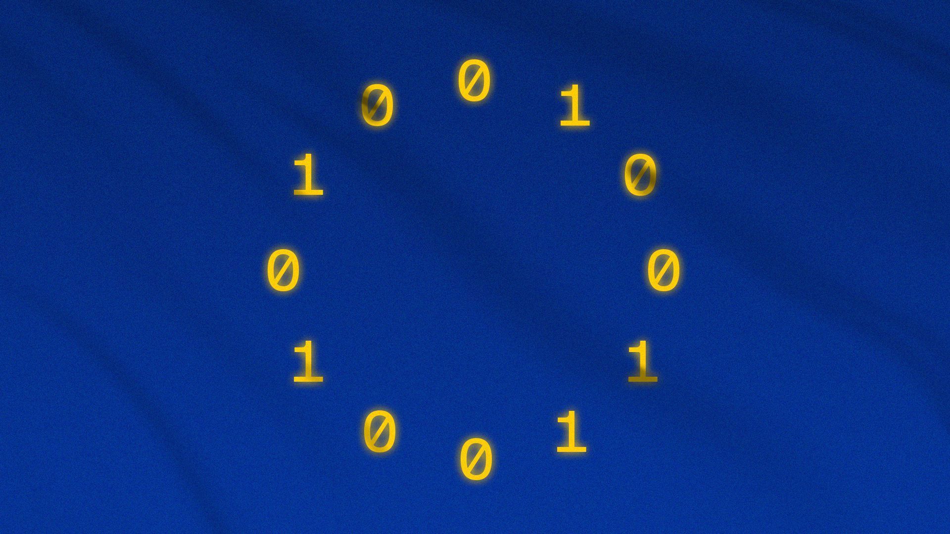 Binary code in the form of the European flag.