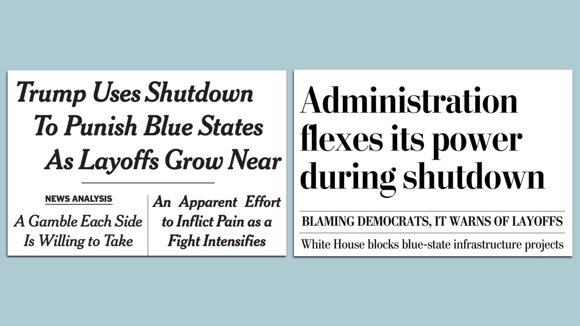 Lead stories of today's New York Times, Washington Post.
