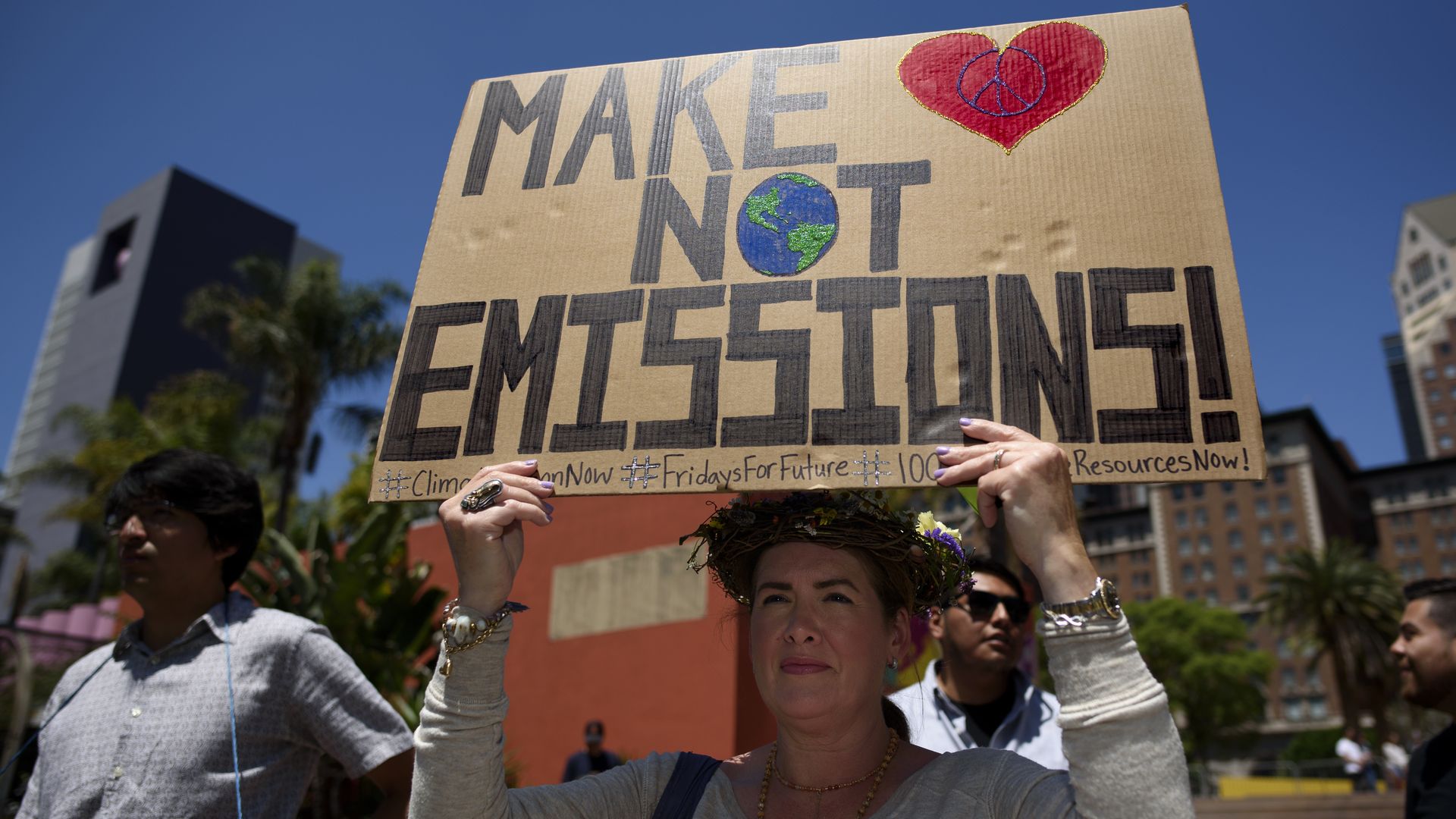 Woman protesting for climate change.