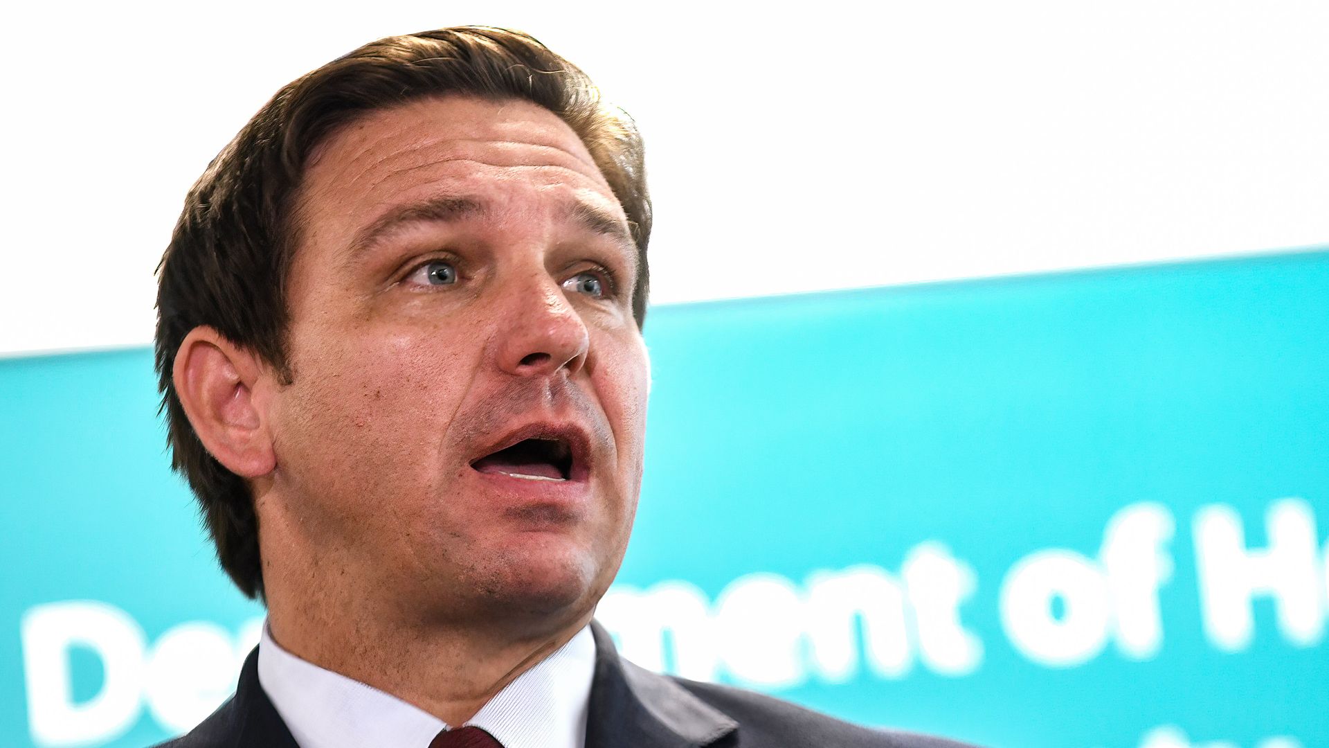 Florida Governor Ron DeSantis holds a news conference at the Florida Department of Health office in Viera, Florida