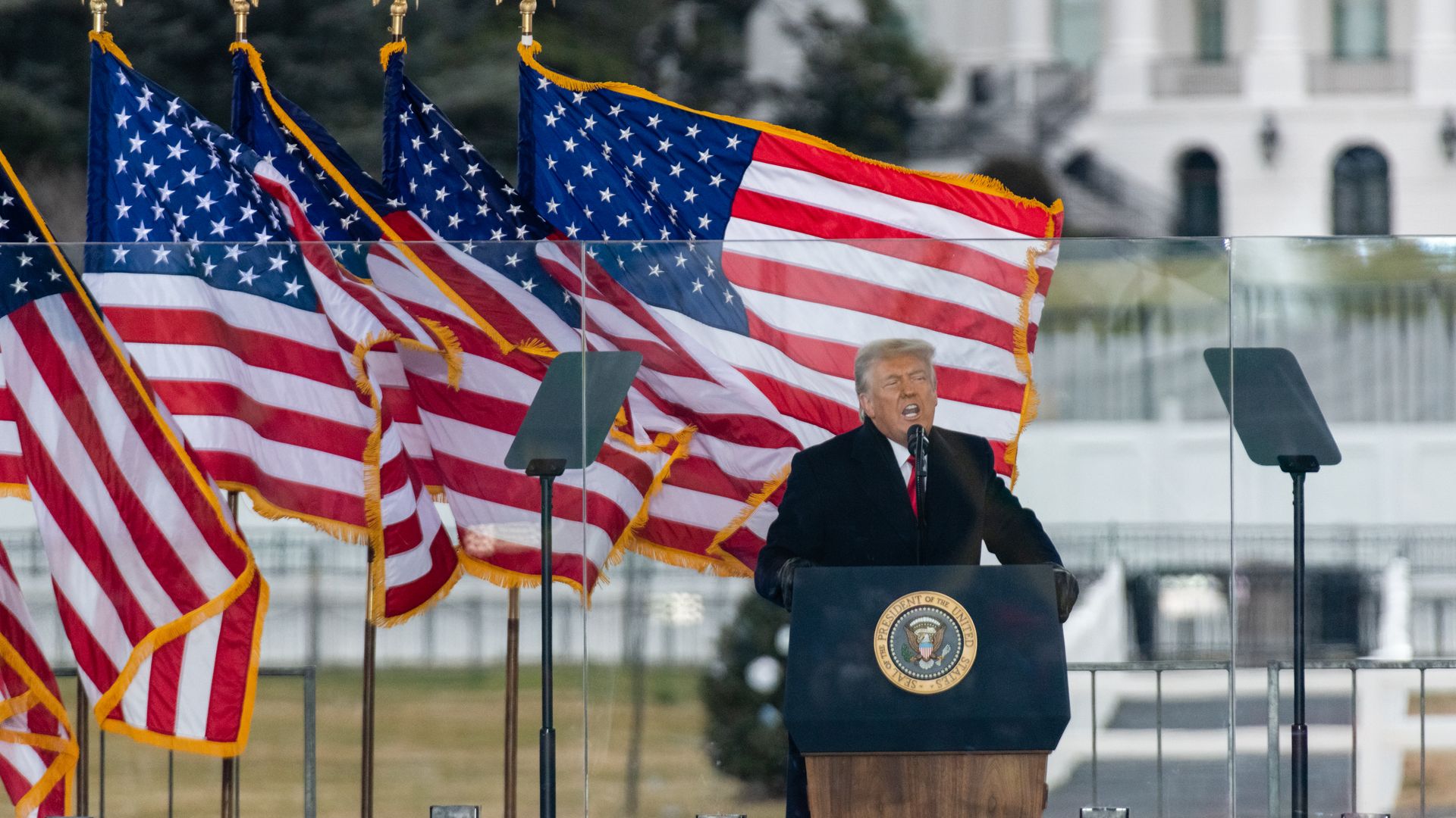 President Donald Trump speaks during a "Save America Rally" near the White House in Washington, D.C., U.S., on Wednesday, Jan. 6, 2021. 