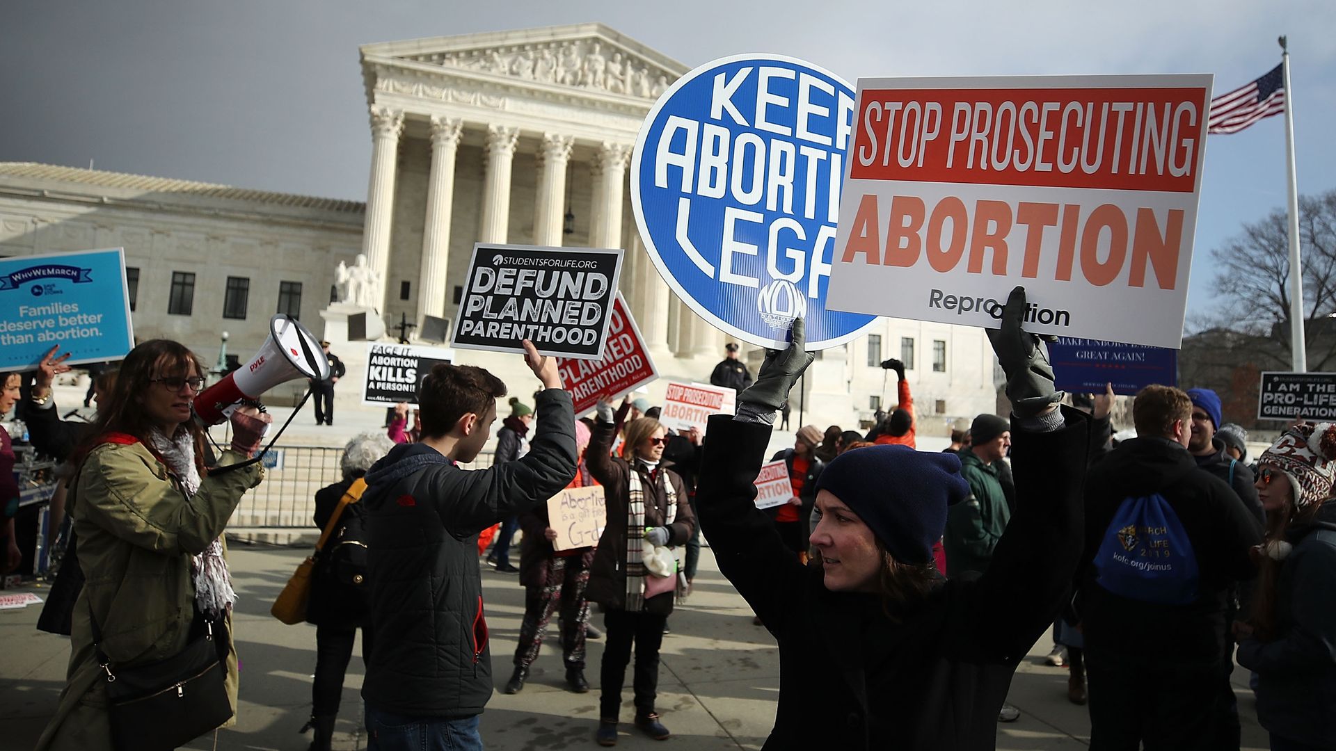 Protesters on both sides of the abortion issue demonstrating outside the U.S. Supreme Court in January. 