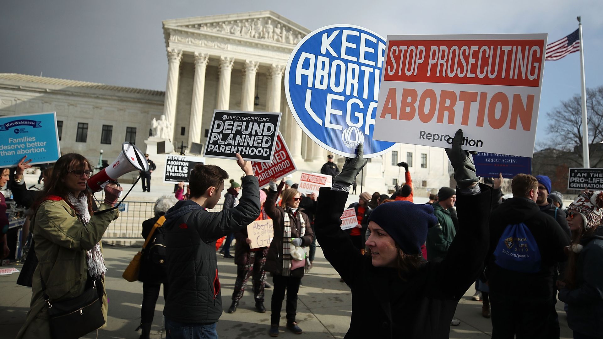 Protesters on both sides of the abortion issue demonstrating outside the U.S. Supreme Court in January.