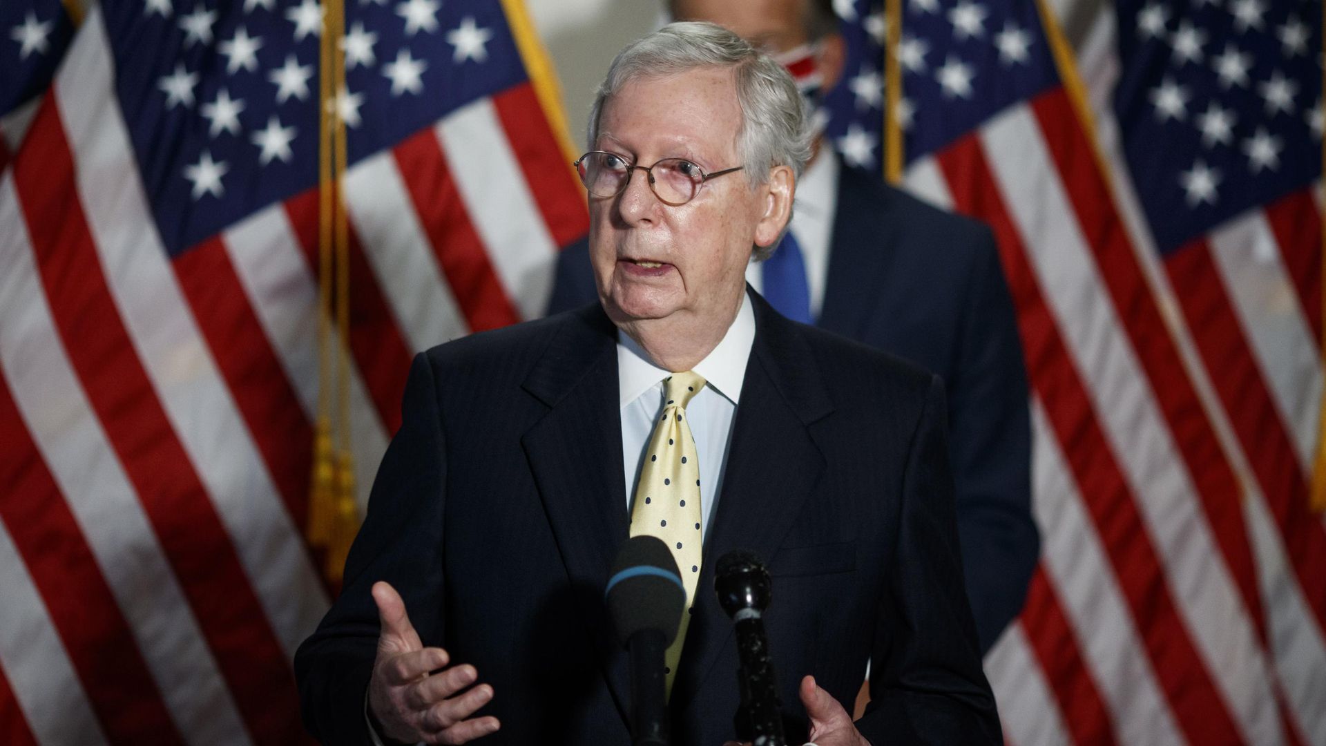 U.S. Senate Majority Leader Mitch McConnell speaks during a press conference on Capitol Hill 