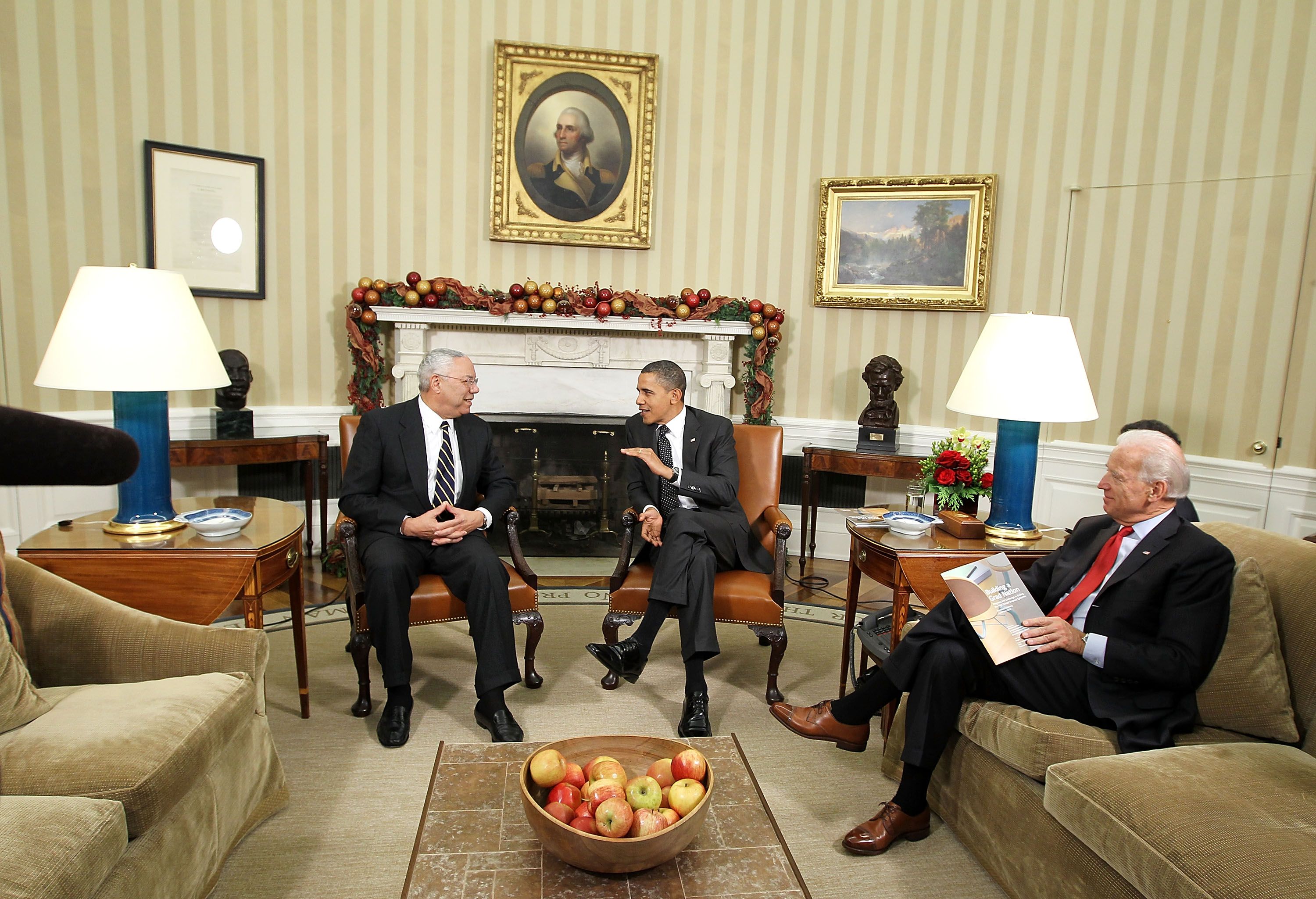 Powell with President Obama and Vice President Joe Biden 