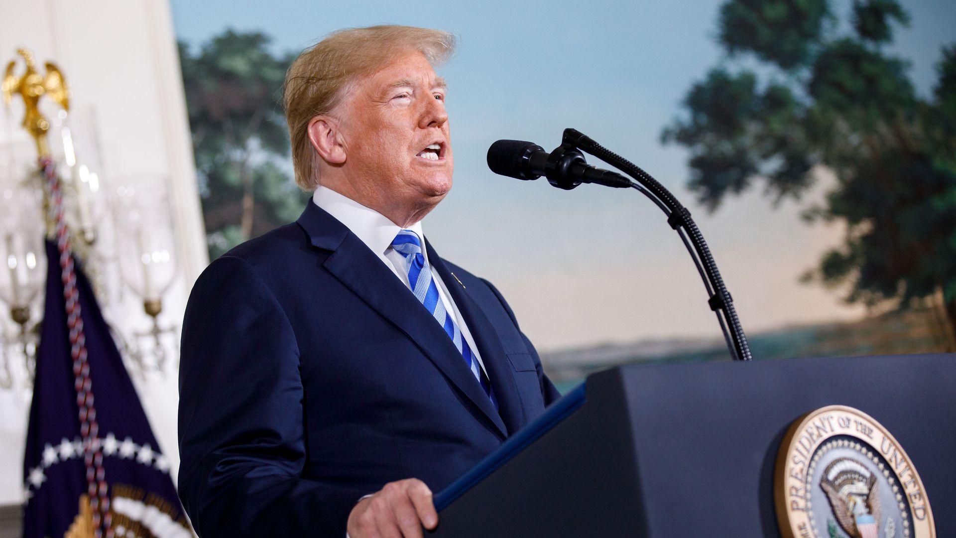 Donald Trump speaking at White House lectern