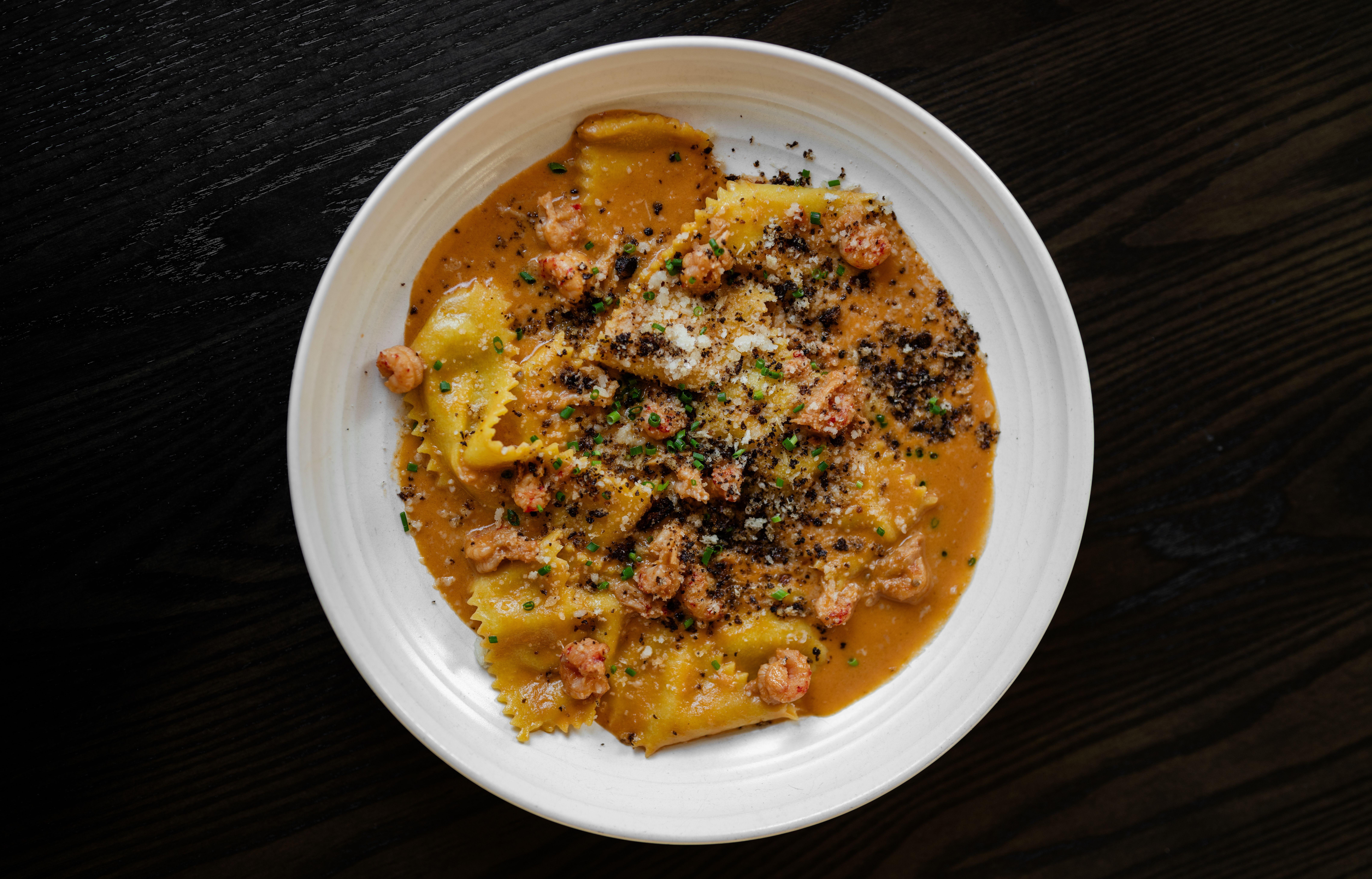 pasta with a creamy ochre sauce